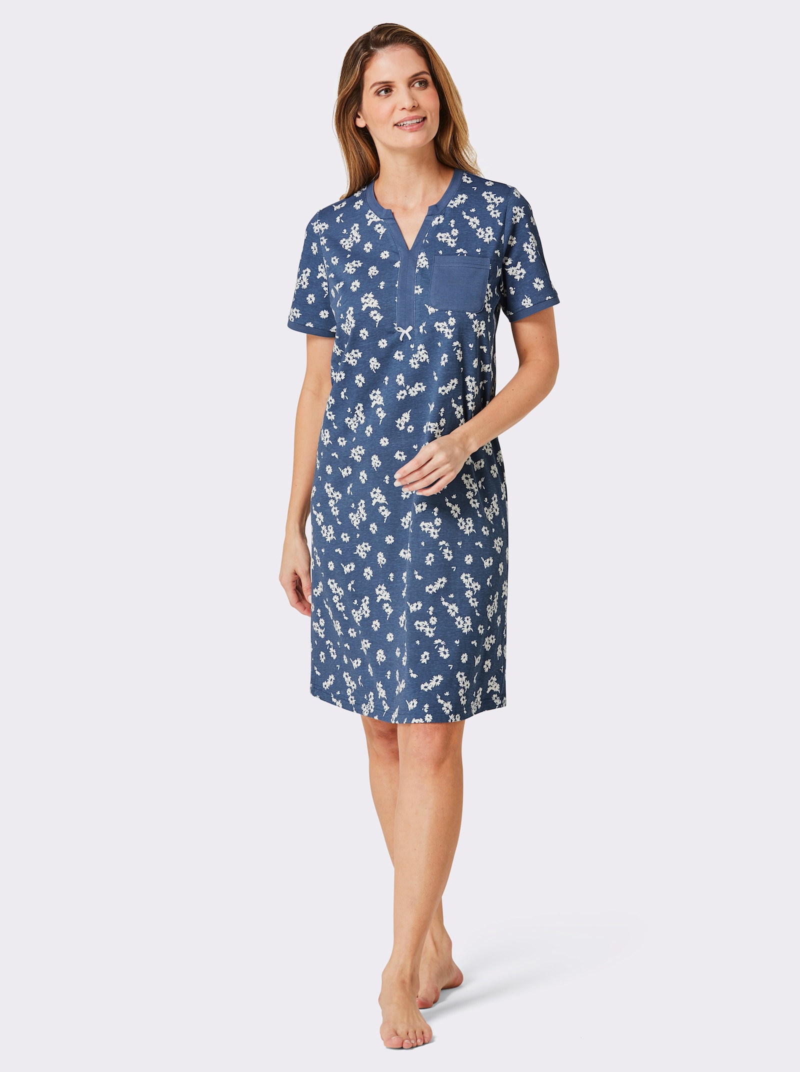 wäschepur Slaapshirts - jeansblauw/ecru bedrukt + jeansblauw