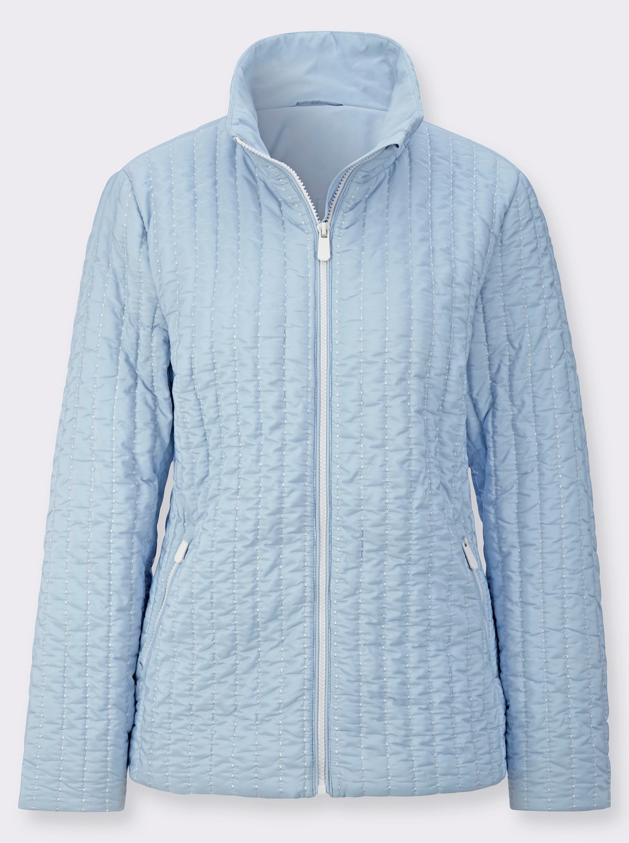 Jacke mit Zipper-Garage - hellblau-ecru