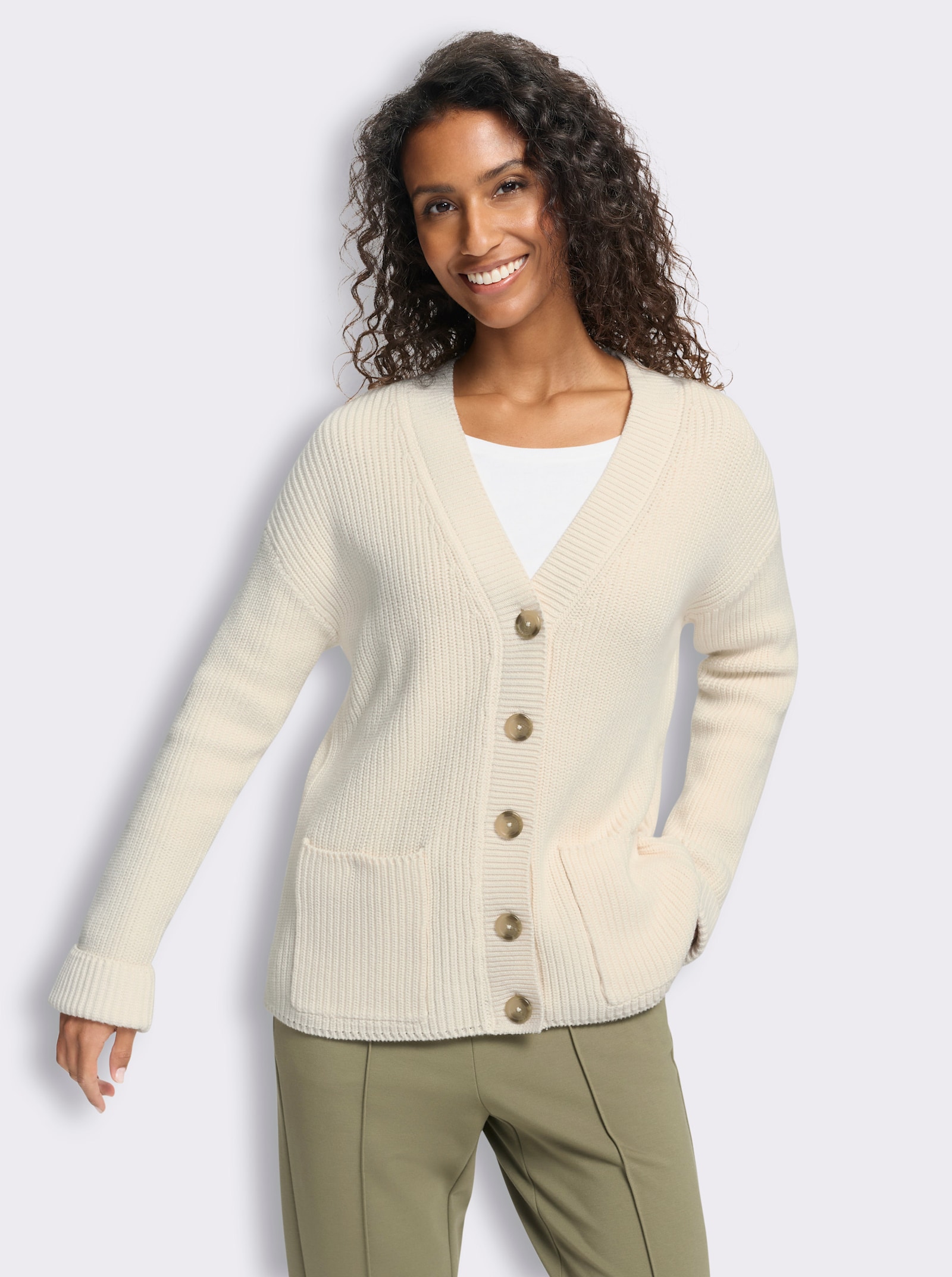 heine Strickjacke mit Taschen - ecru