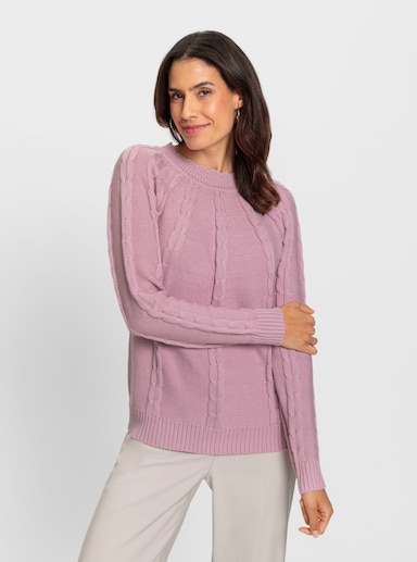 Langarm-Pullover mit Einstrickmuster - rosé