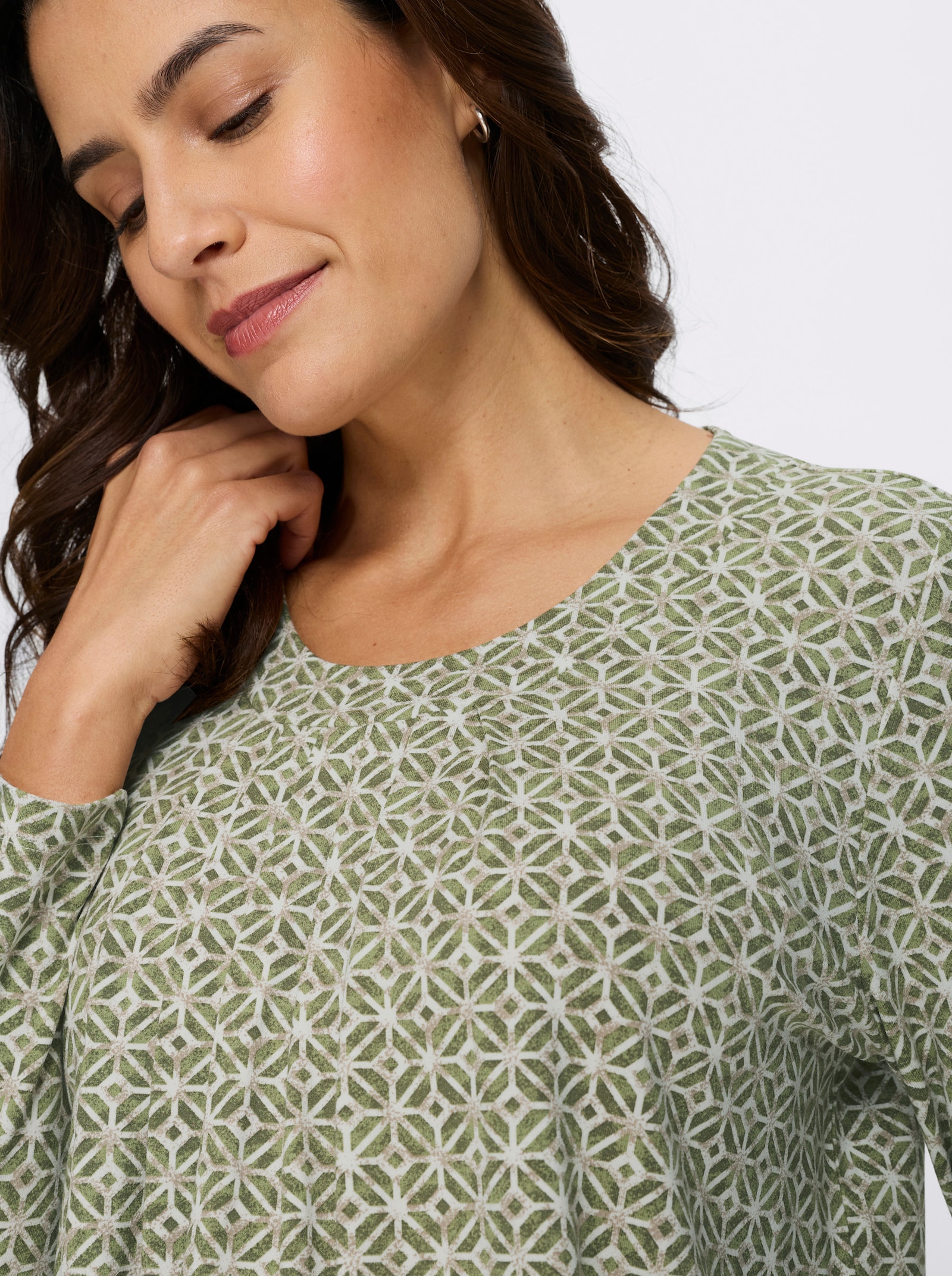 Print-Shirt mit Falten-Details - ecru-schilf-bedruckt