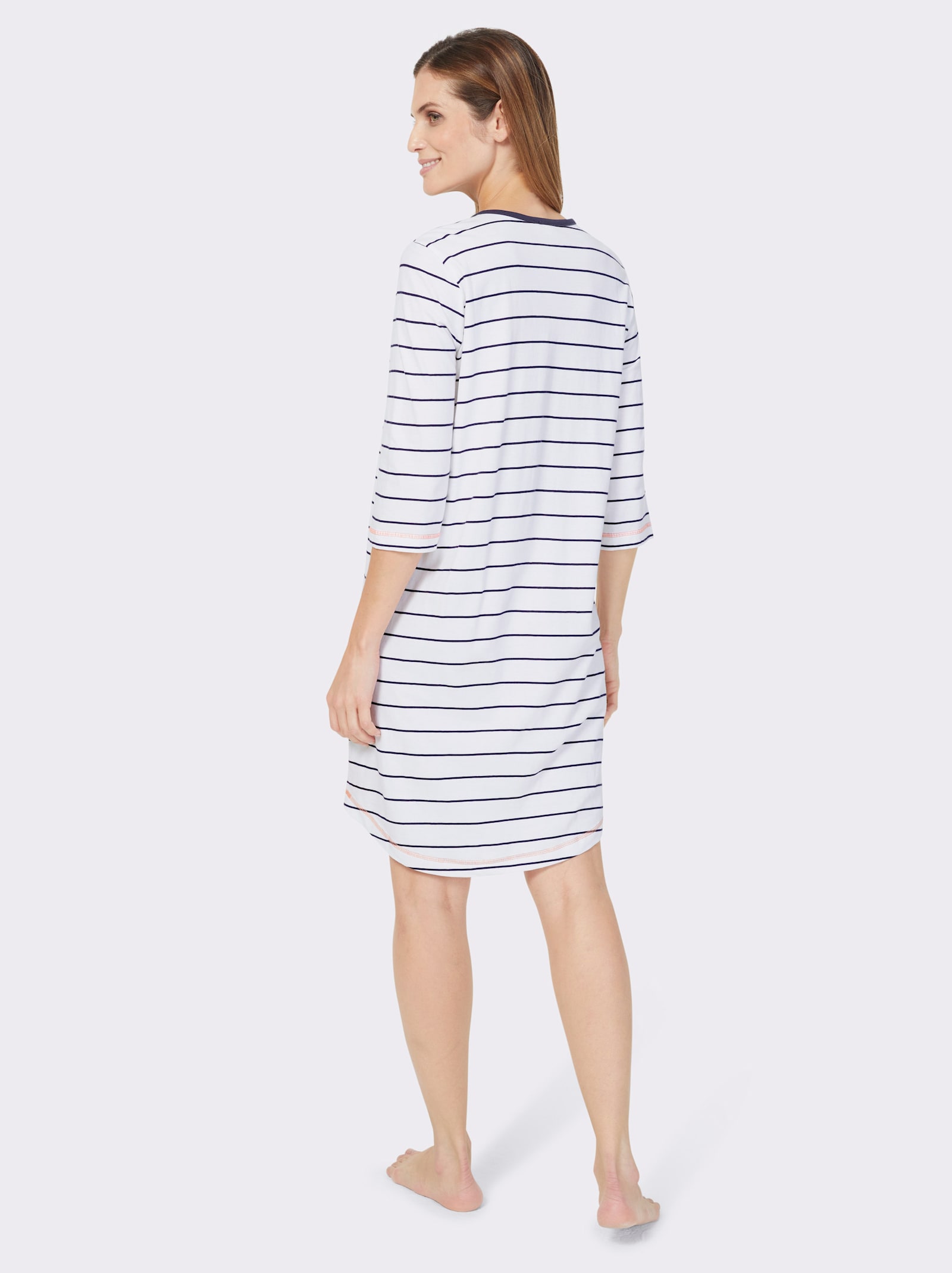 wäschepur Sleepshirt aus reiner Baumwolle - weiss-marine-geringelt