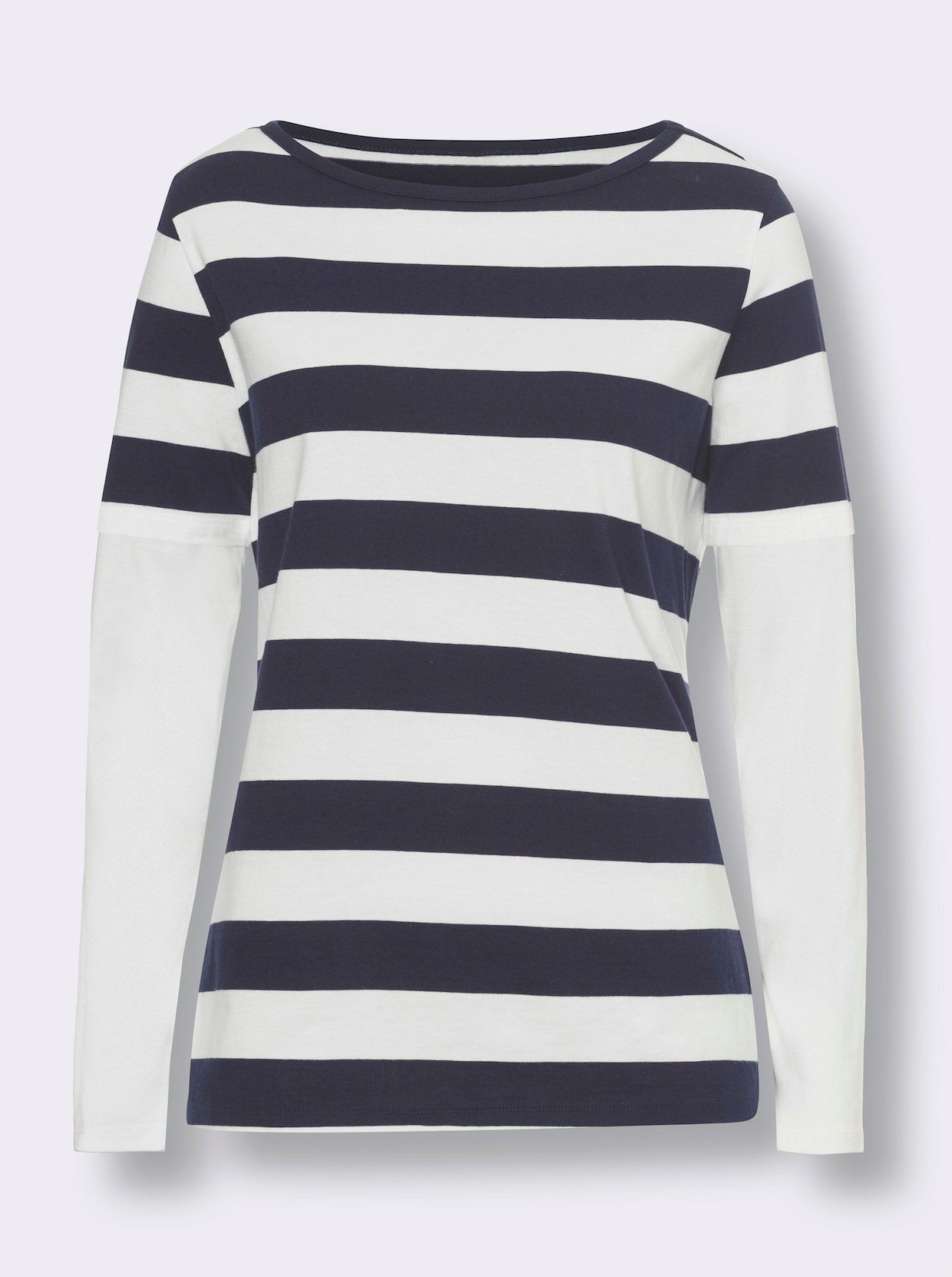 heine Shirt met lange mouwen - ecru/marine gestreept