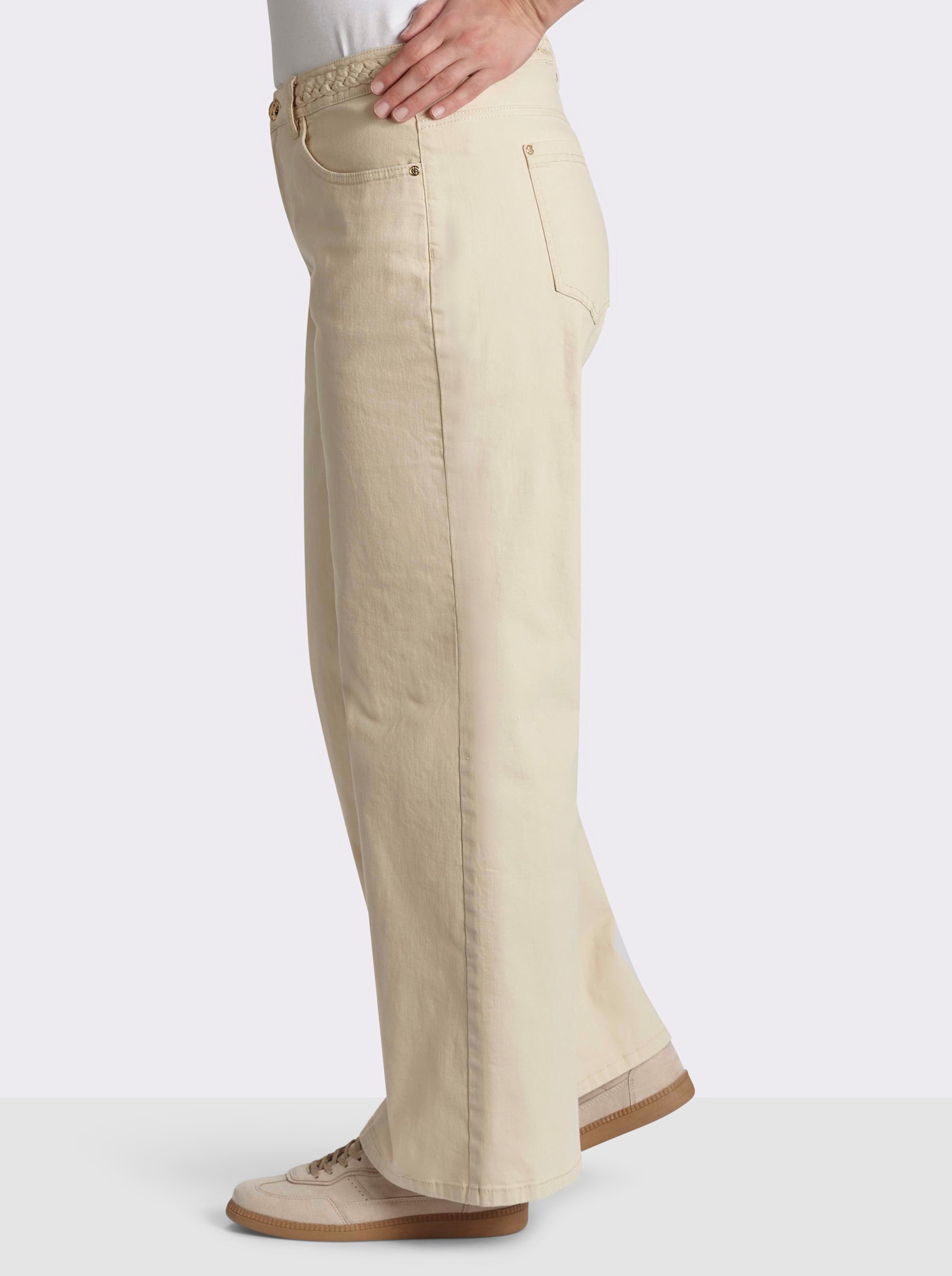 sheego Bootcuthose mit Flechtdetail am Bund - sand