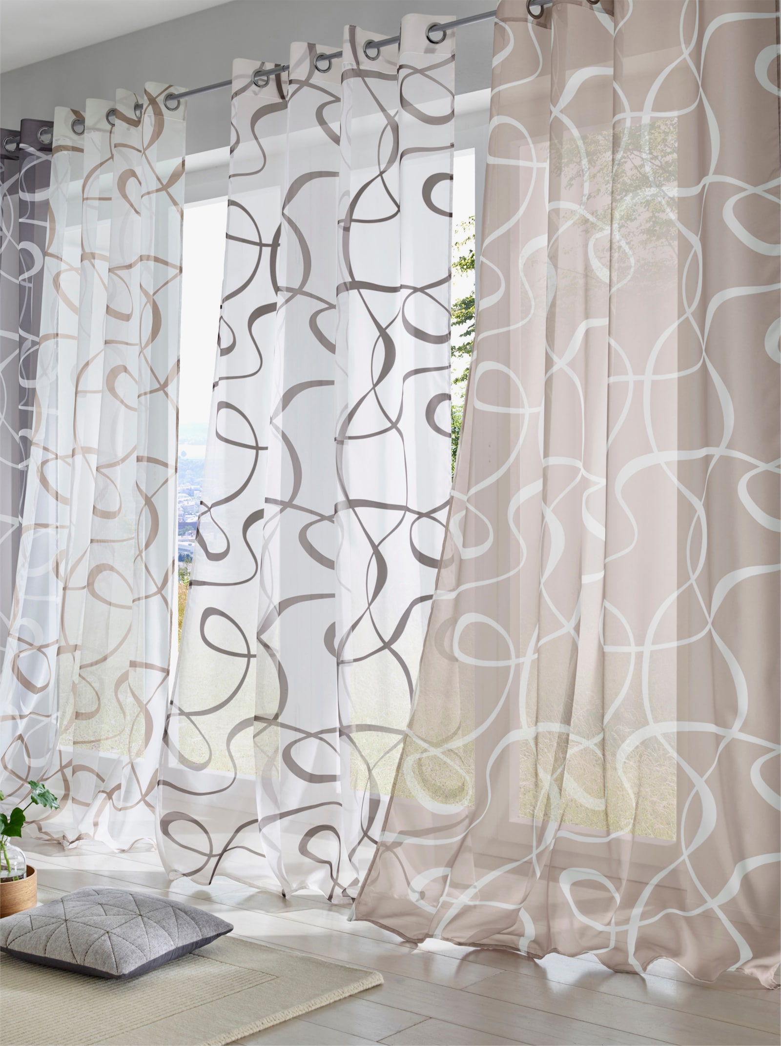 heine home Dekorační záclona - bílá-šedá