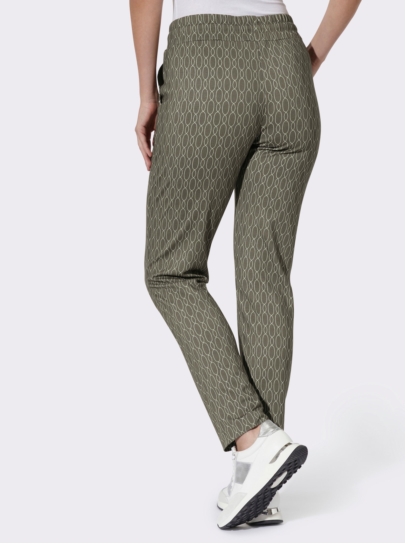 heine Schlupfhose Mit Rundum-Dehnbund - khaki-ecru-bedruckt