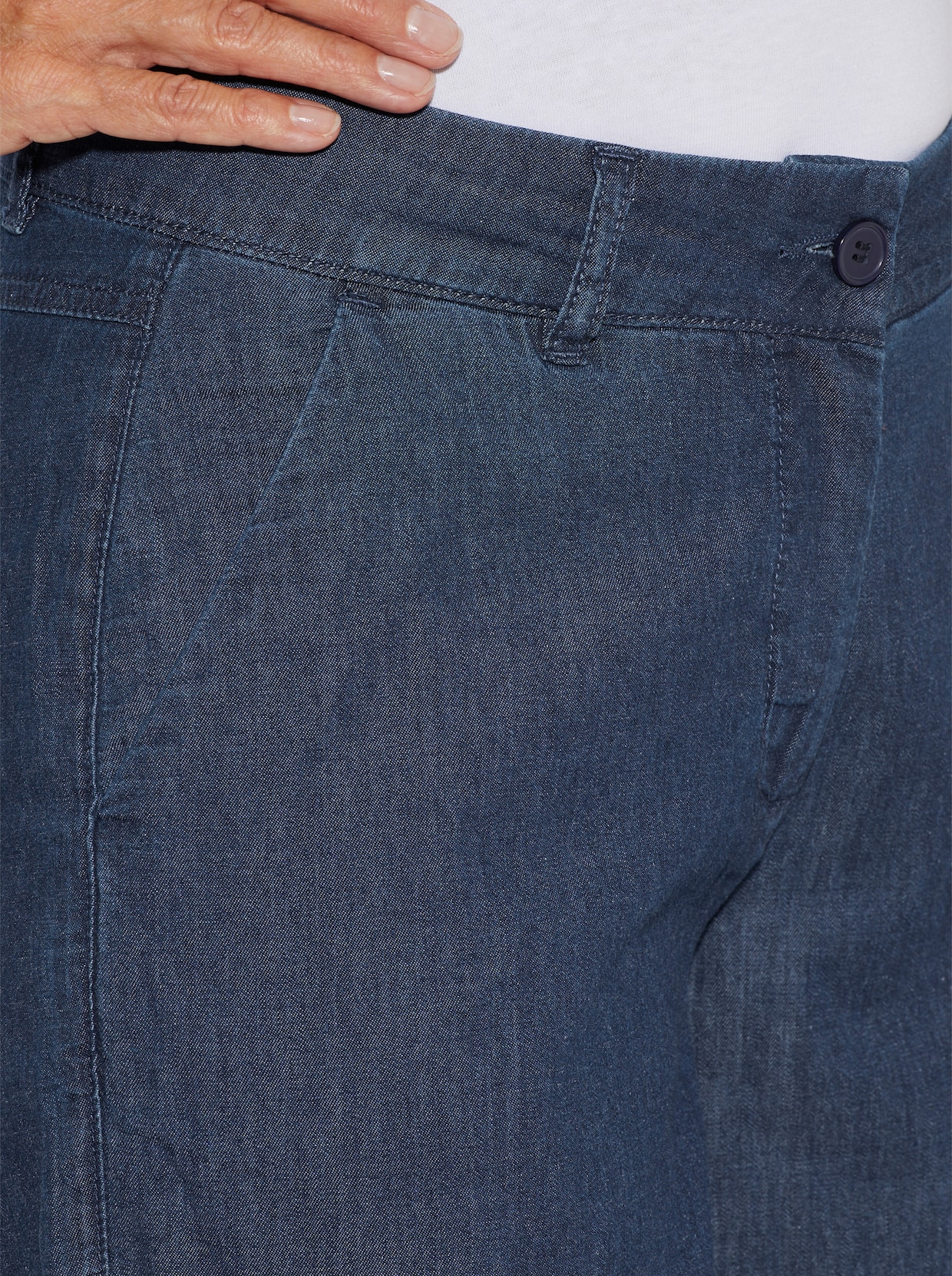 Culotte in Jeans-Qualität, Baumwolle - blue-stone-washed