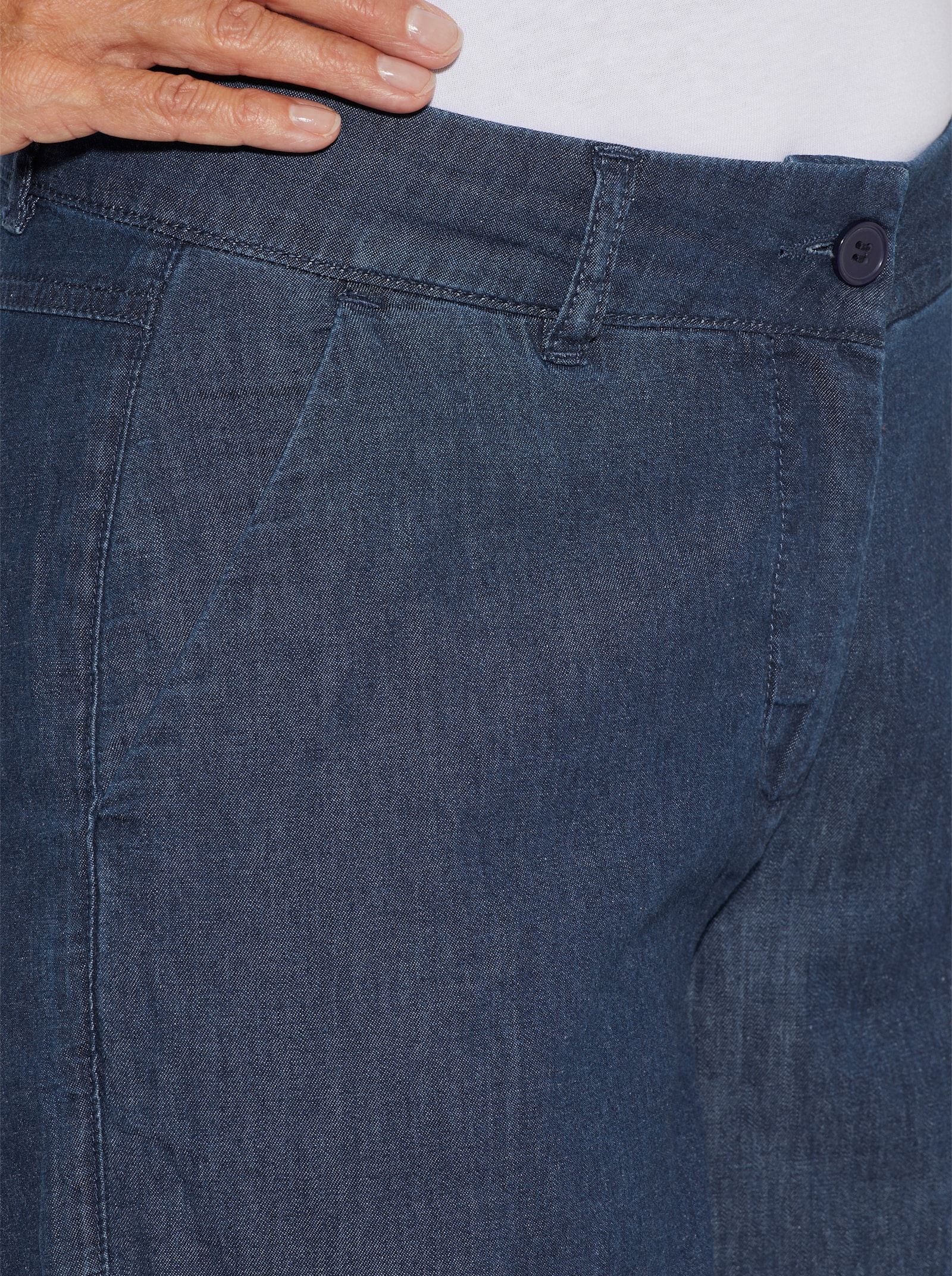 Culotte in Jeans-Qualität, Baumwolle - blue-stone-washed