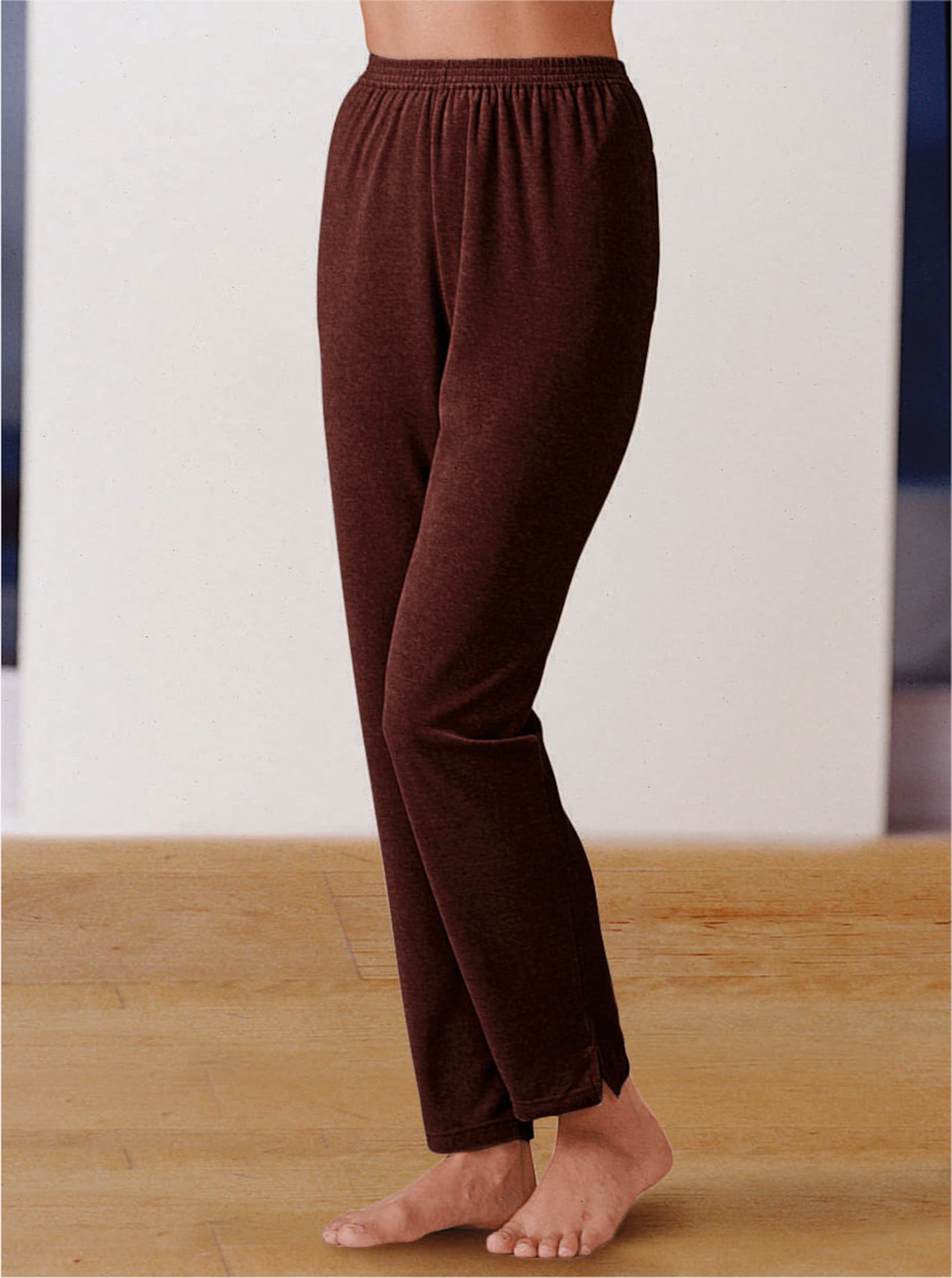 feel good Plyschbyxa med sprund på benet - brun