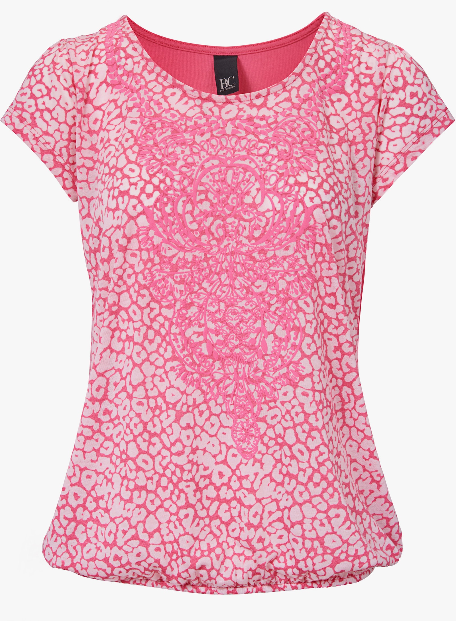 heine Kurzarmshirt mit Transparenz-Effekt - himbeere