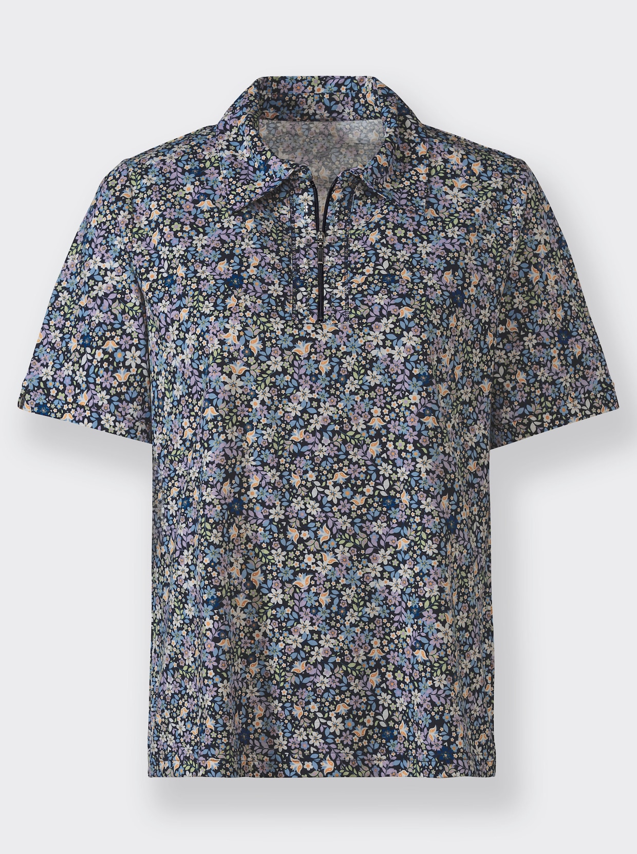 Shirt - marine-flieder-bedruckt