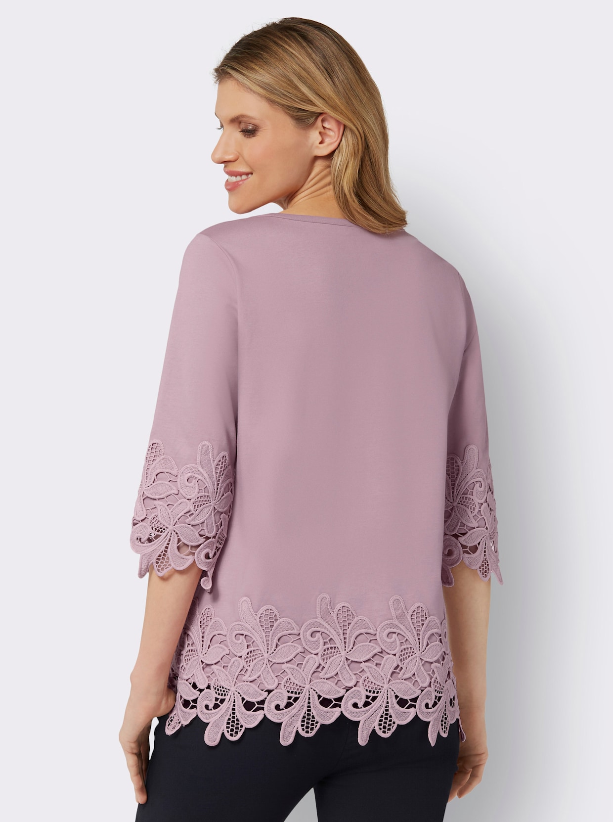 Shirt met ronde hals - mauve