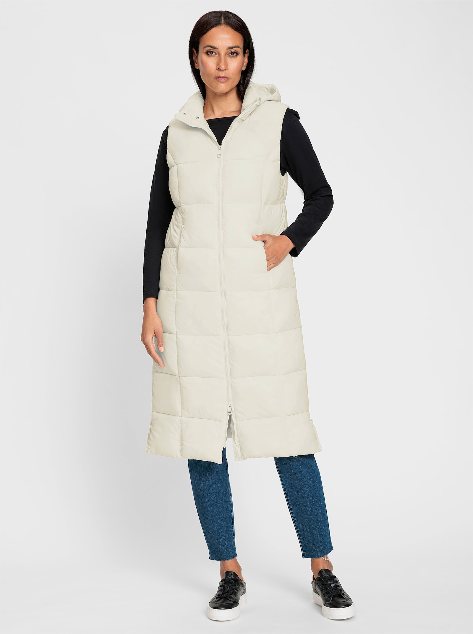 heine Gilet long avec matelassage - couleur ivoire