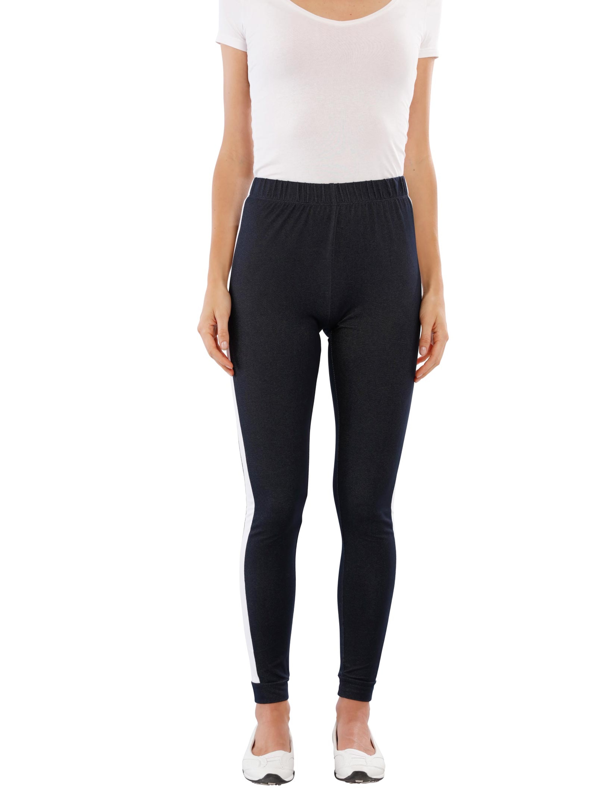 Leggings - jeansblau-weiß