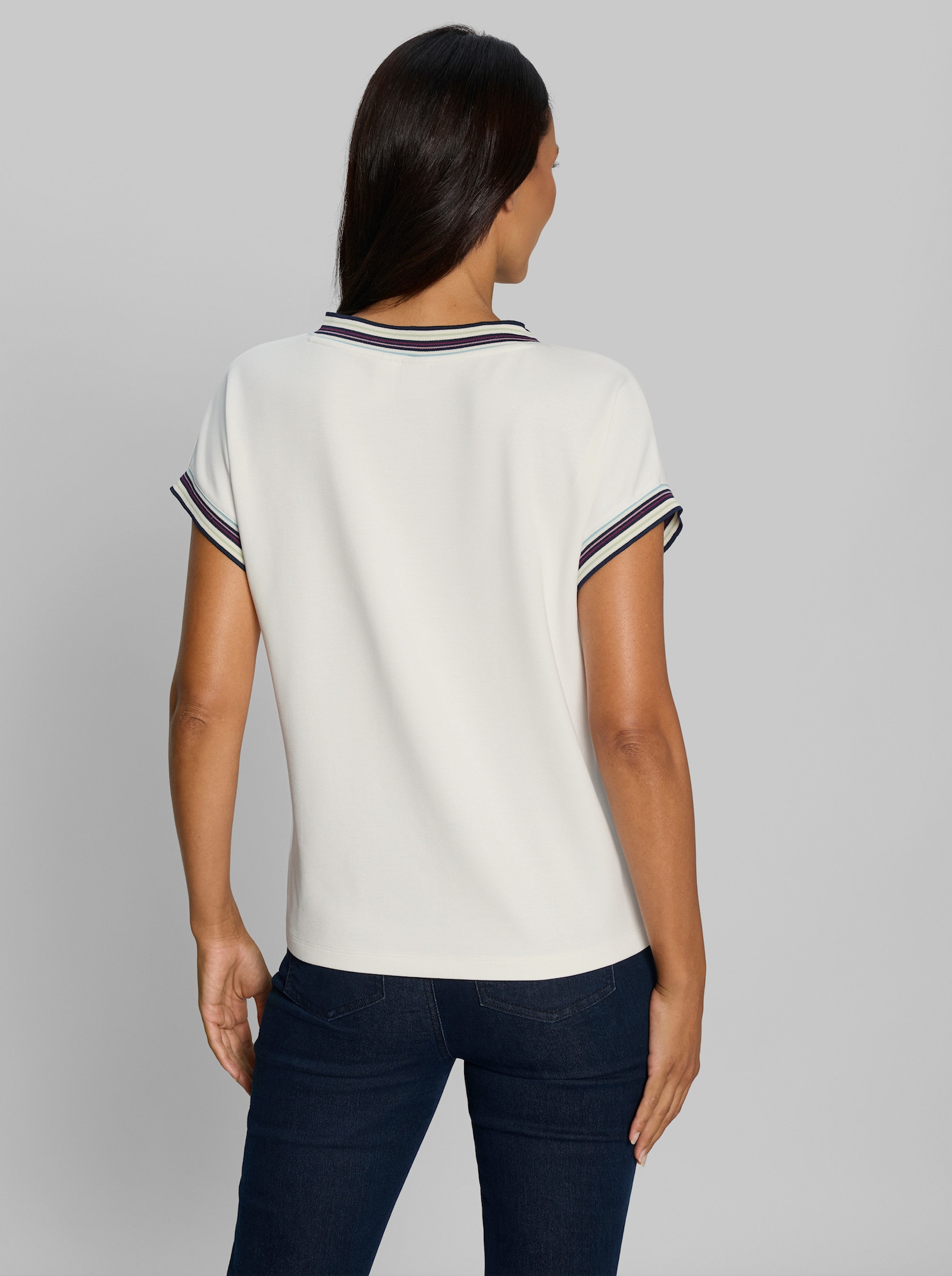 heine Sweatshirt mit Kontraststreifen - ecru-marine