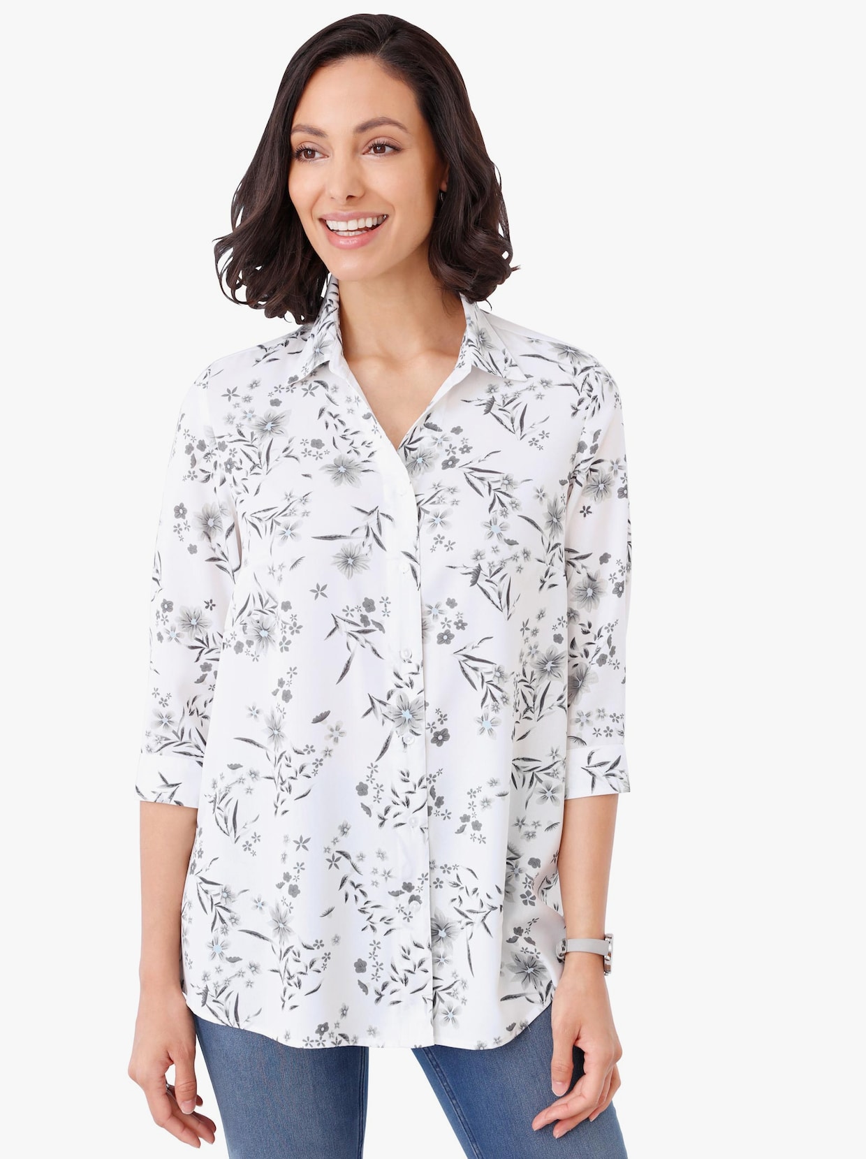 Longline blouse - wit geprint