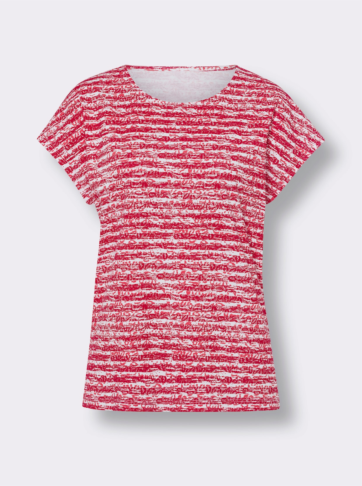 Shirt met korte mouwen - rood/ecru gestreept