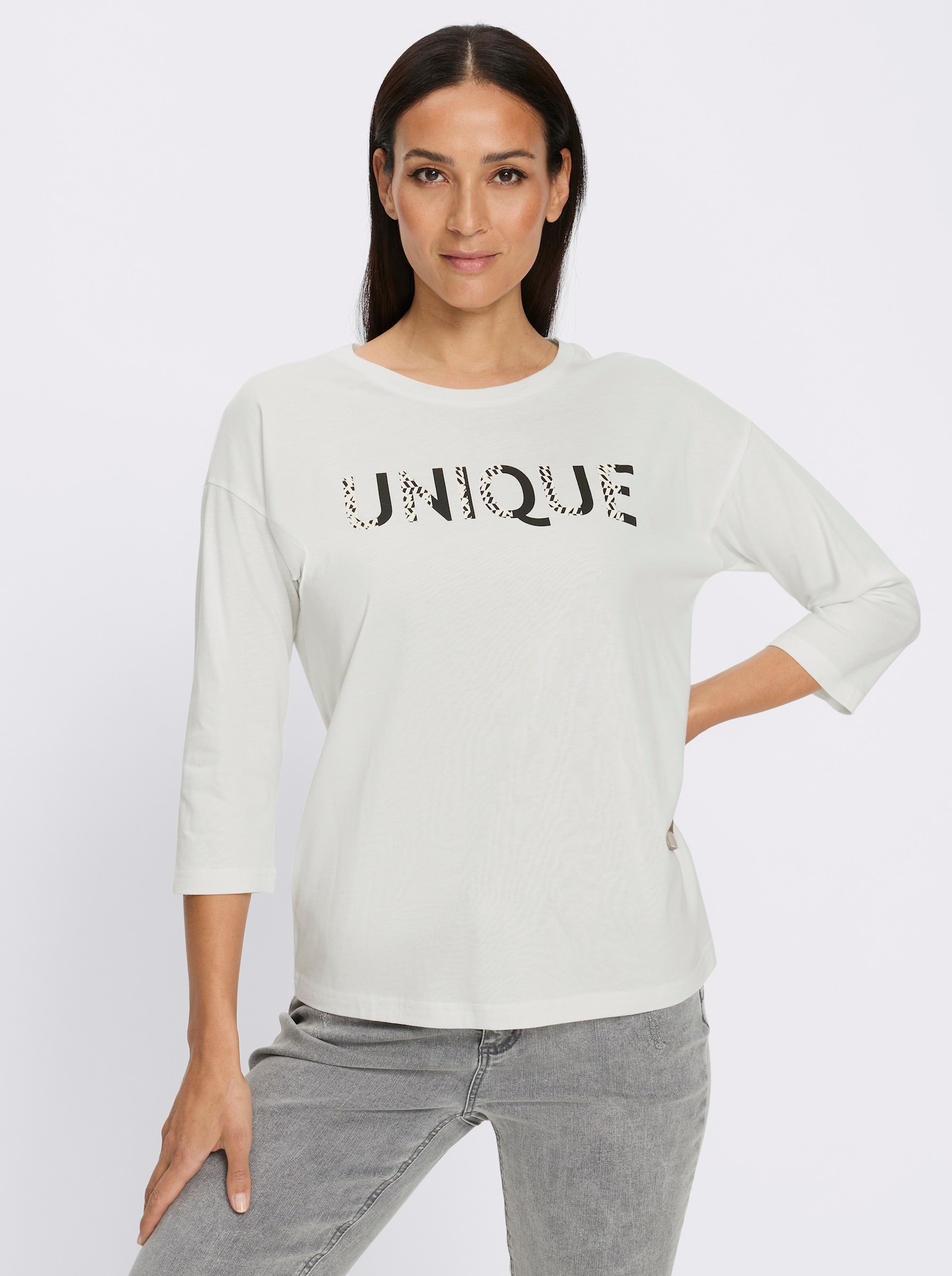 heine 3/4-Arm-Shirt mit Schriftzug - ecru