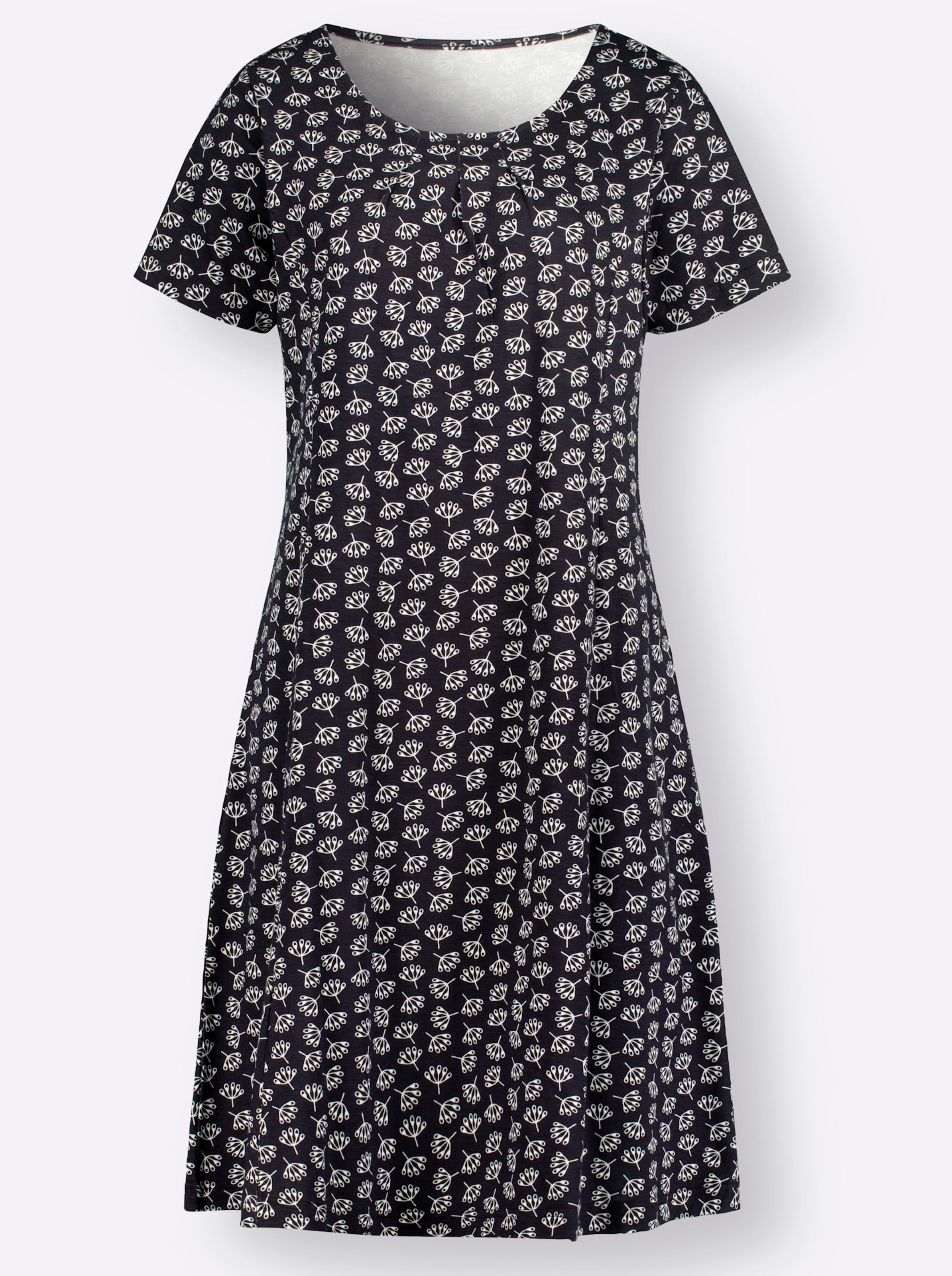 Witt Damen Jersey-Kleid, marine-ecru-bedruckt