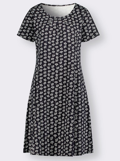 Jerseykleid - marine-ecru-bedruckt