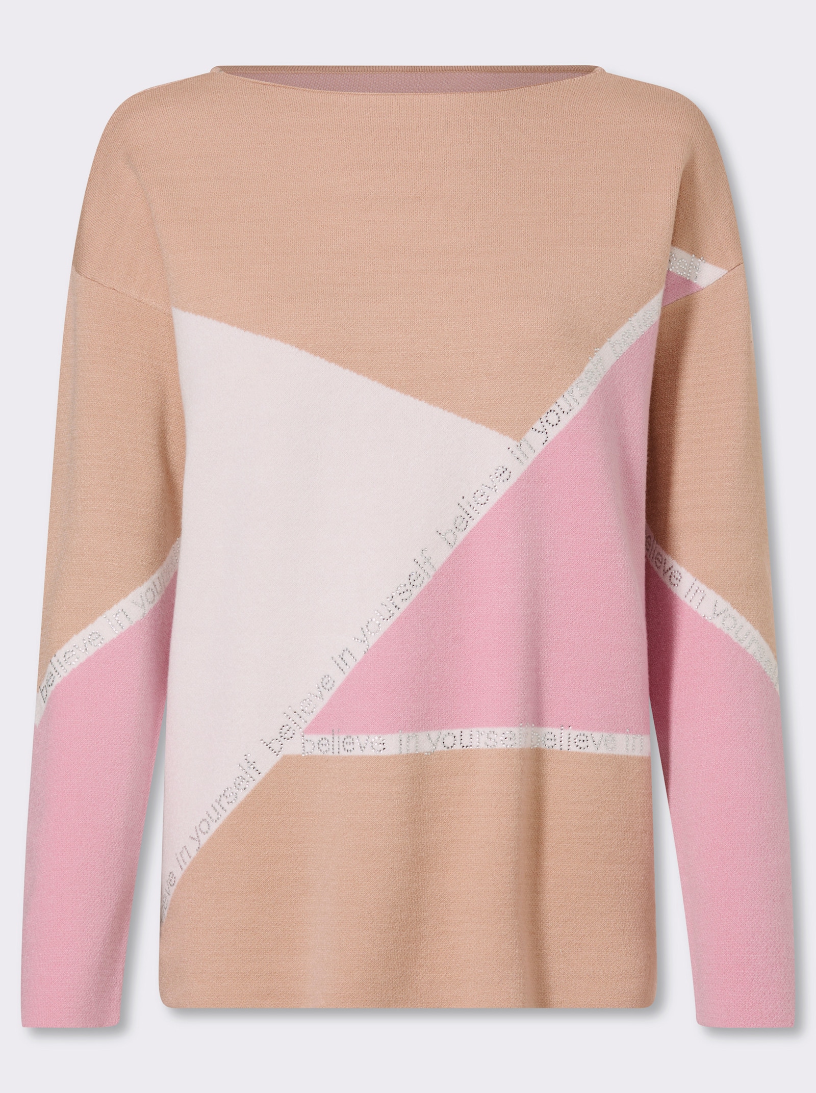 heine Langarm-Pullover im Color-Blocking-Dessin - beige-rosé-gemustert