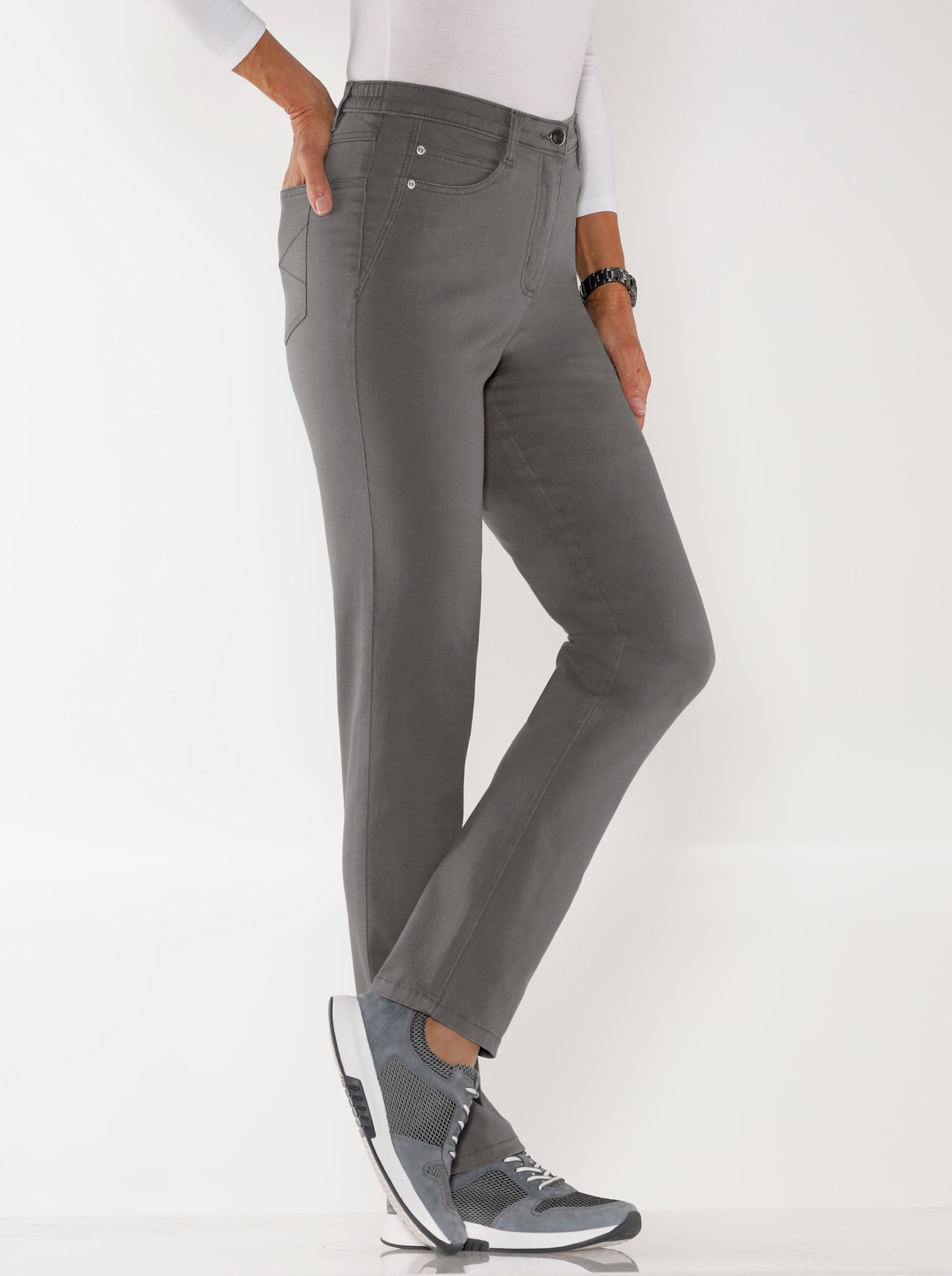 5-pocketjeans met comfortband opzij - antraciet