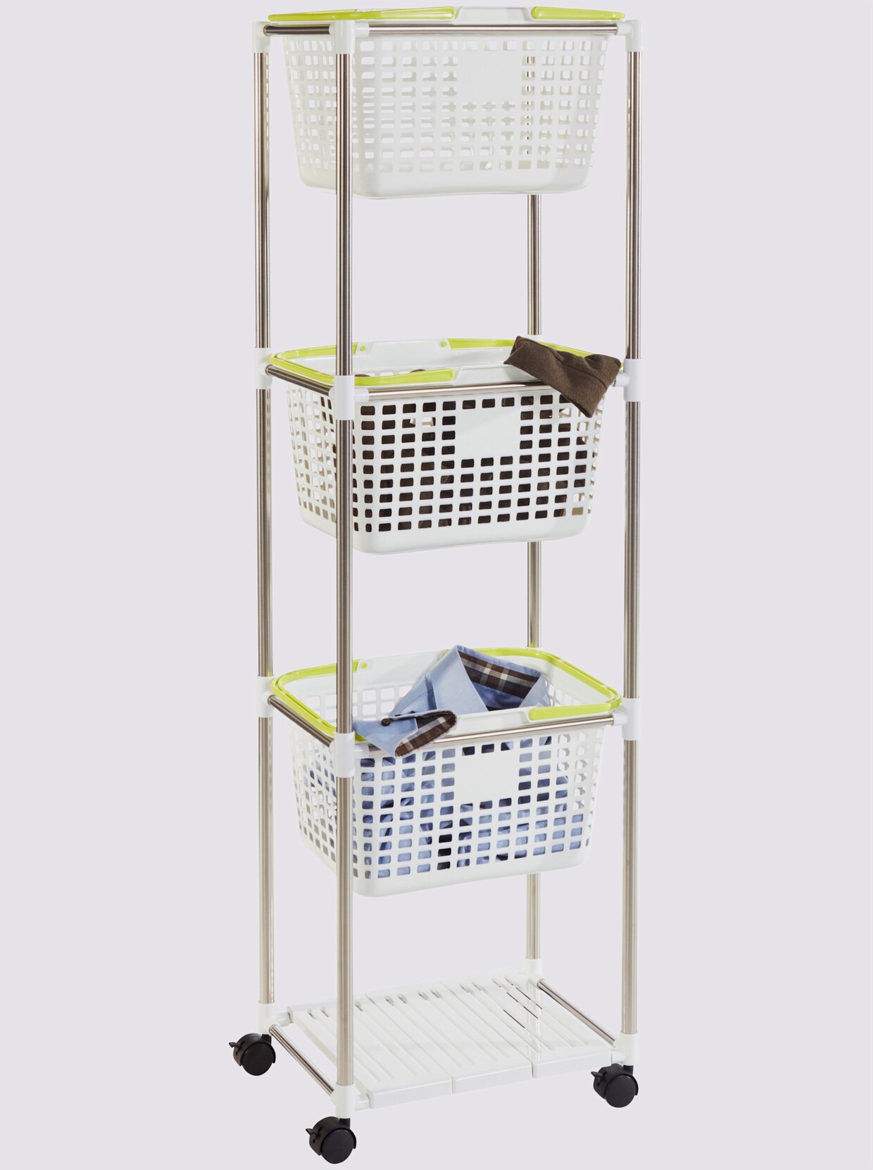 heine home Wäschekorb-Trolley - weiß-silberfarben