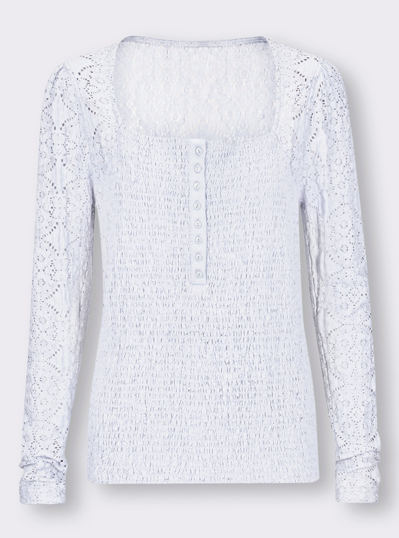 heine Langarmshirt mit Knopfleiste - weiss