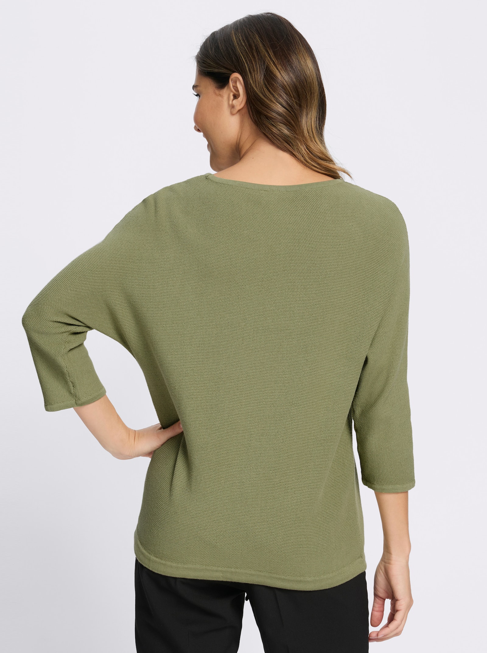 3/4 Arm-Pullover mit Fledermaus-Ärmeln - schilf