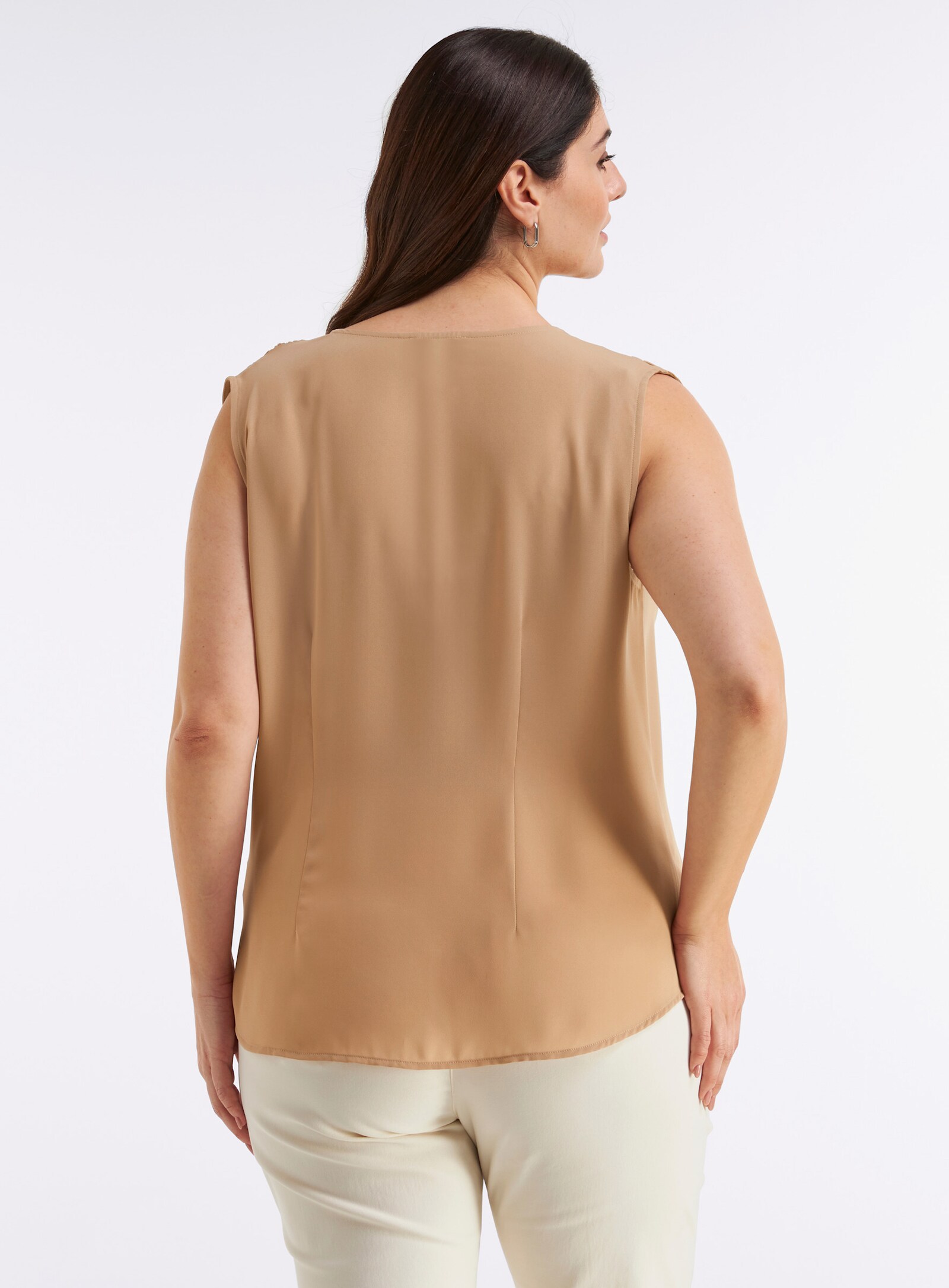 sheego Wickeltop mit eleganten Raffungen - camel