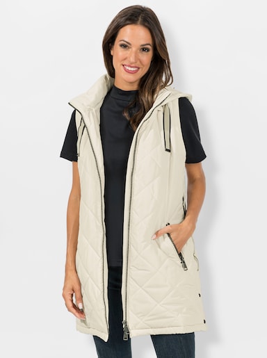 Longweste mit Rautensteppung - elfenbein