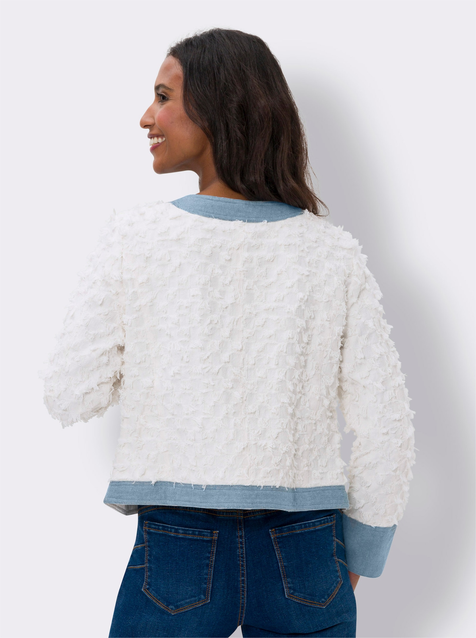 heine Blazer met jeansaccenten - wit