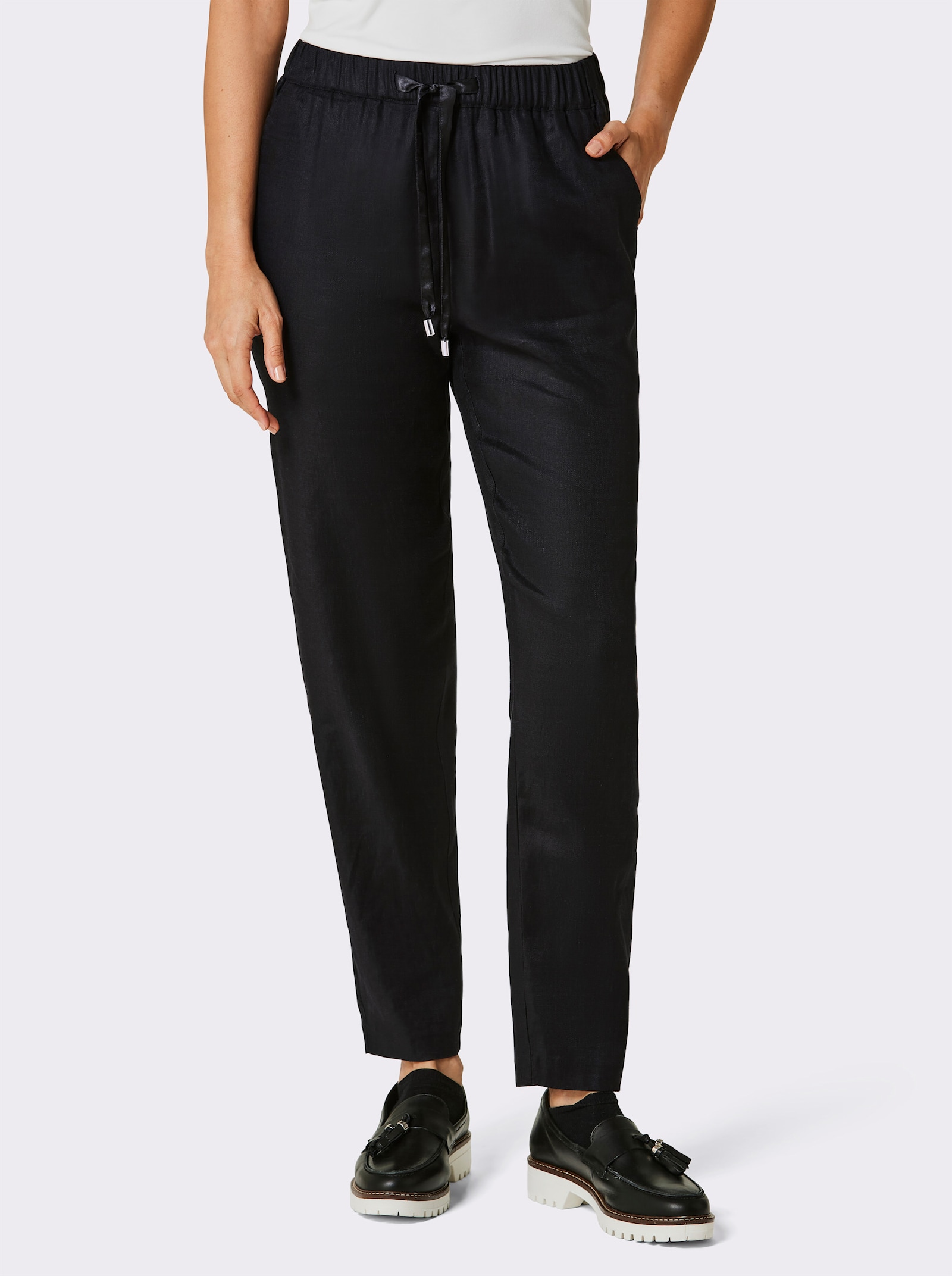 CREATION L PREMIUM Leinenhose in Jogpant-Form - schwarz