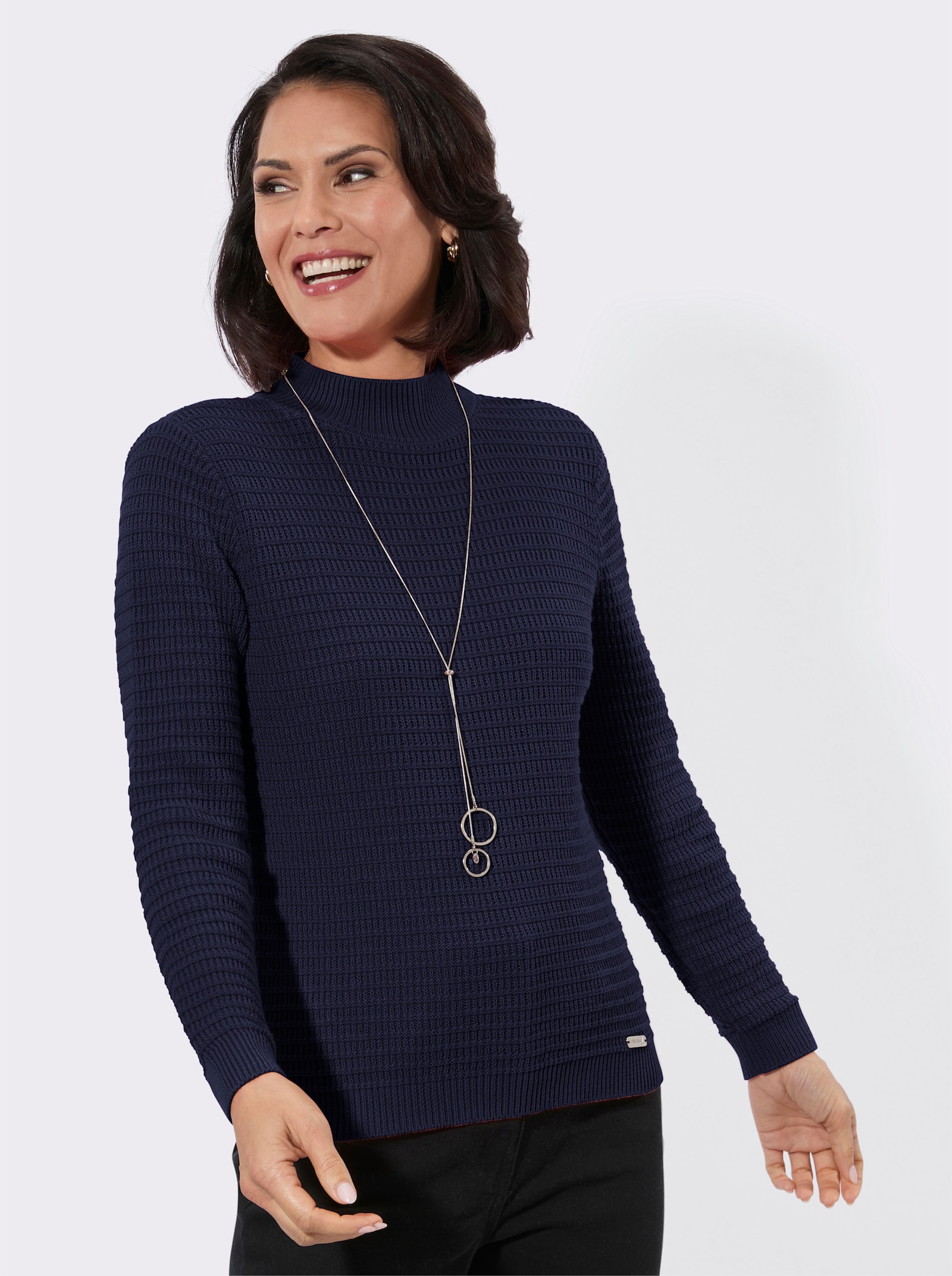 Stehkragenpullover - marine