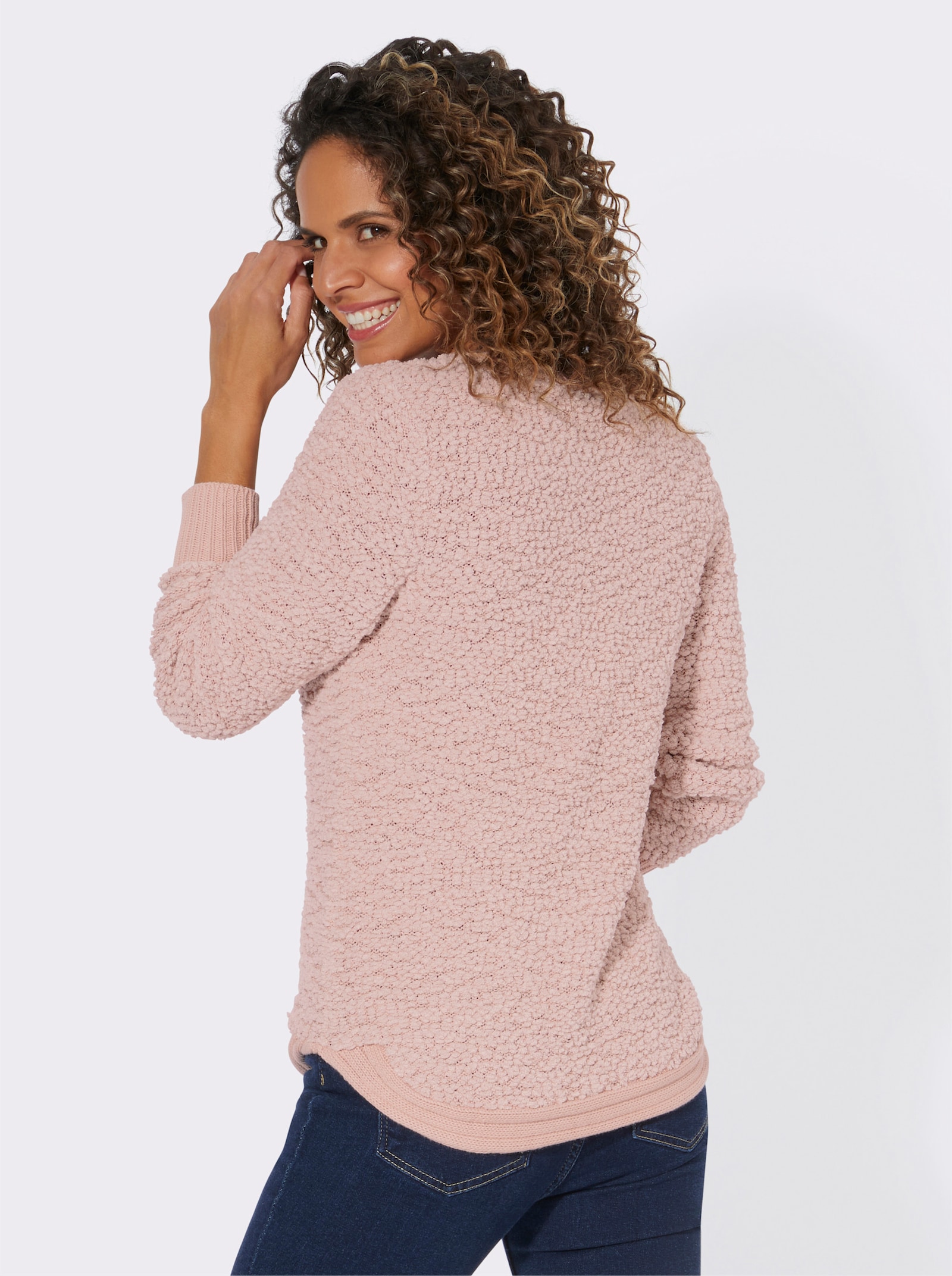 Langarm-Pullover aus Flausch-Effektgarn - puder