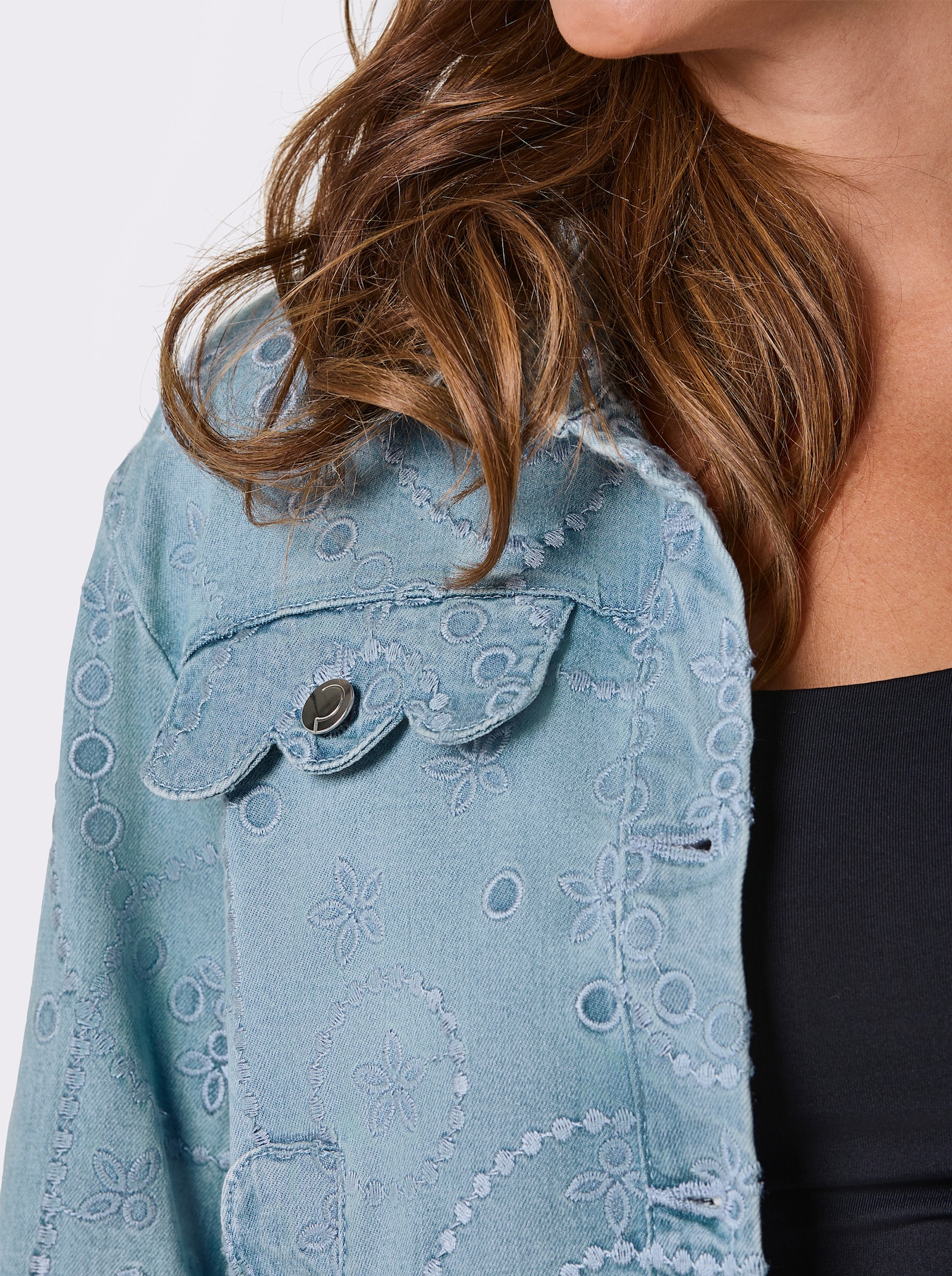 CREATION L PREMIUM Jeansjacke mit Stickerei - blue-bleached