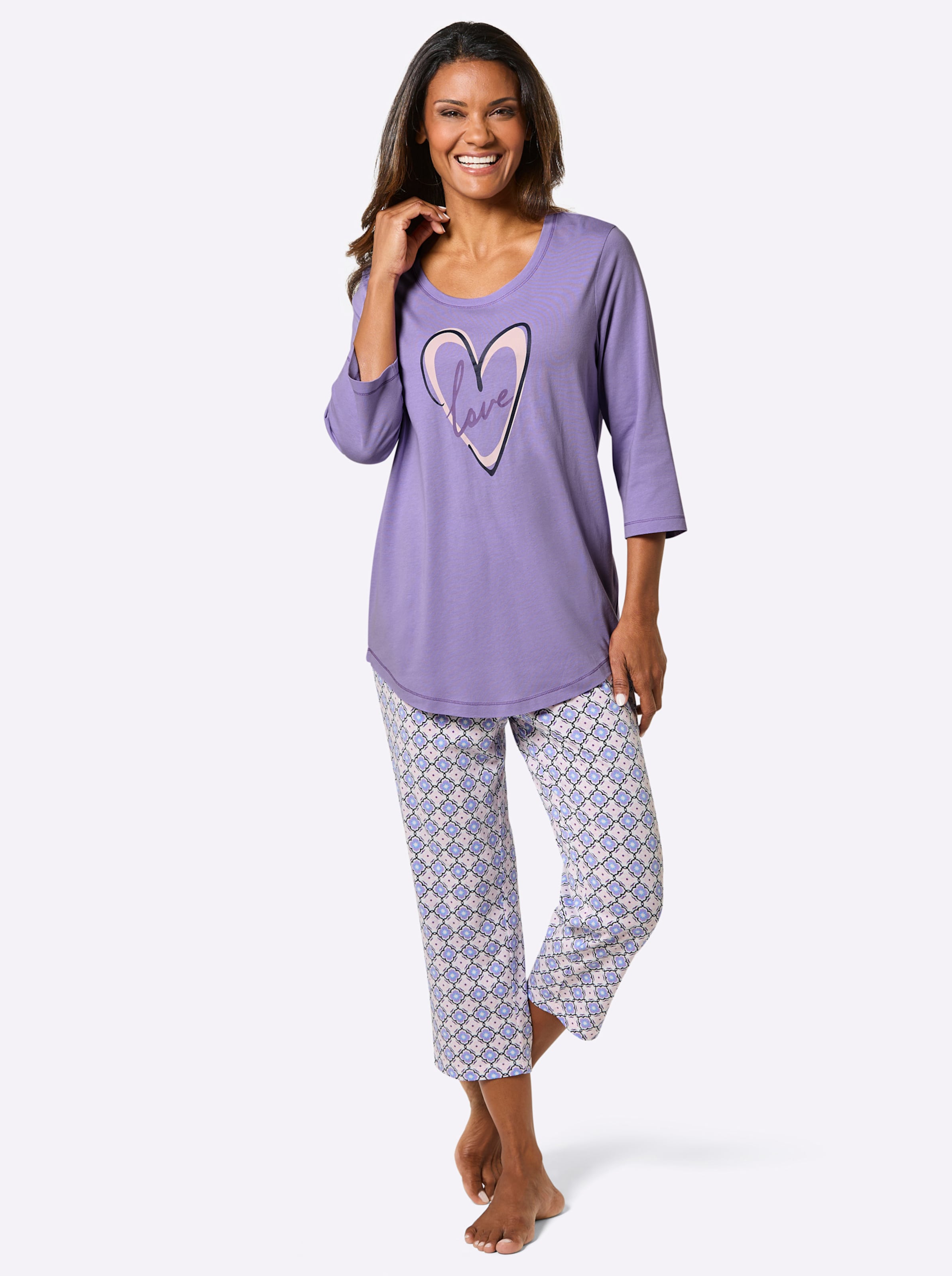Pyjama lavendel/ecru bedrukt, foto 2