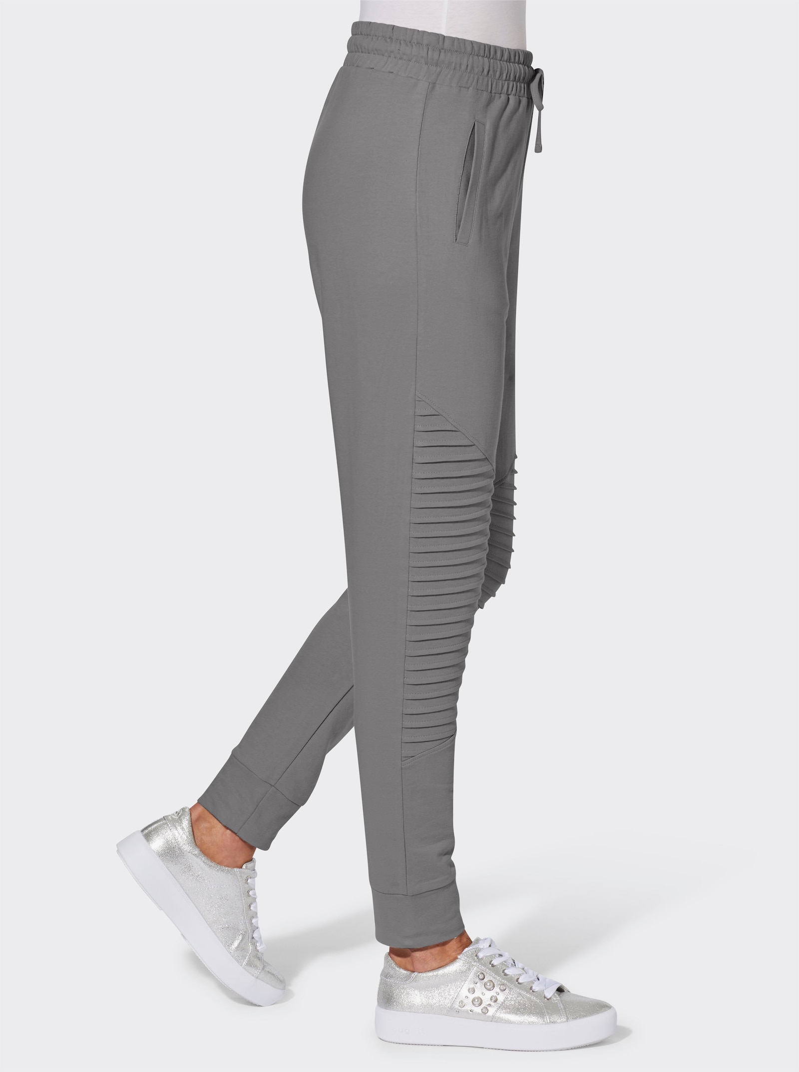 Schlupfhose mit Biesenverzierung - grau