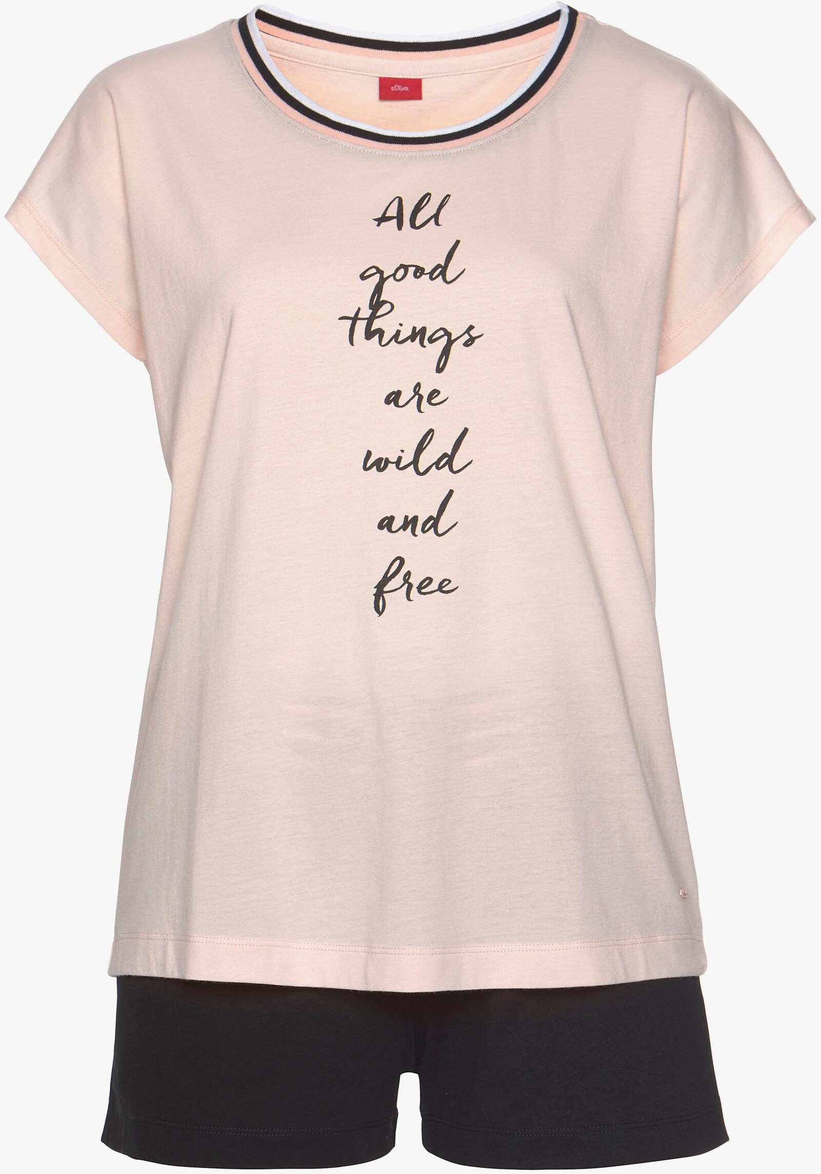 s.Oliver Pyjama court - rose clair-noir