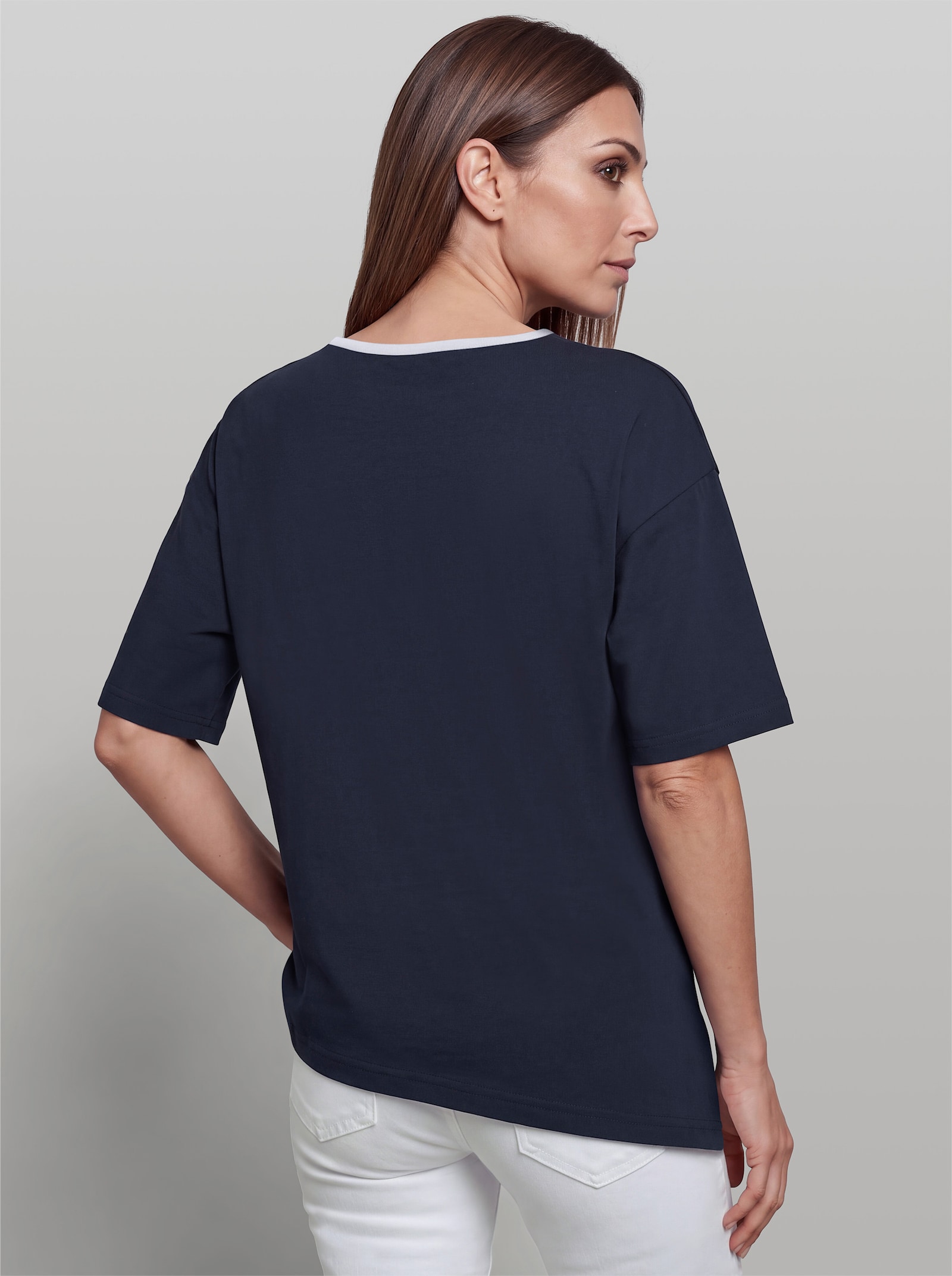heine Kurzarmshirt mit asymmetrischem Saum - marine