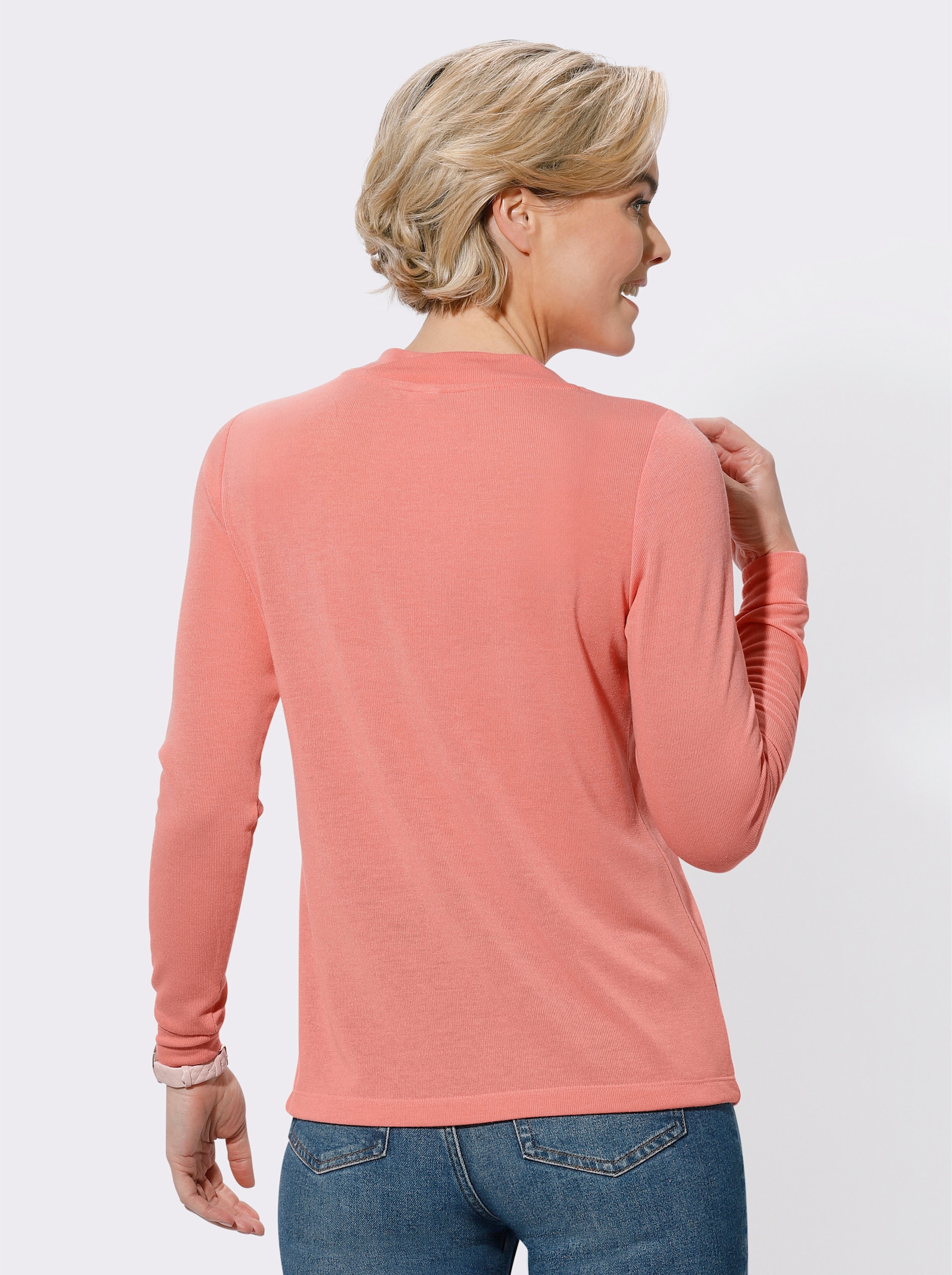 Shirt met lange mouwen, van binnen geruwd - flamingo