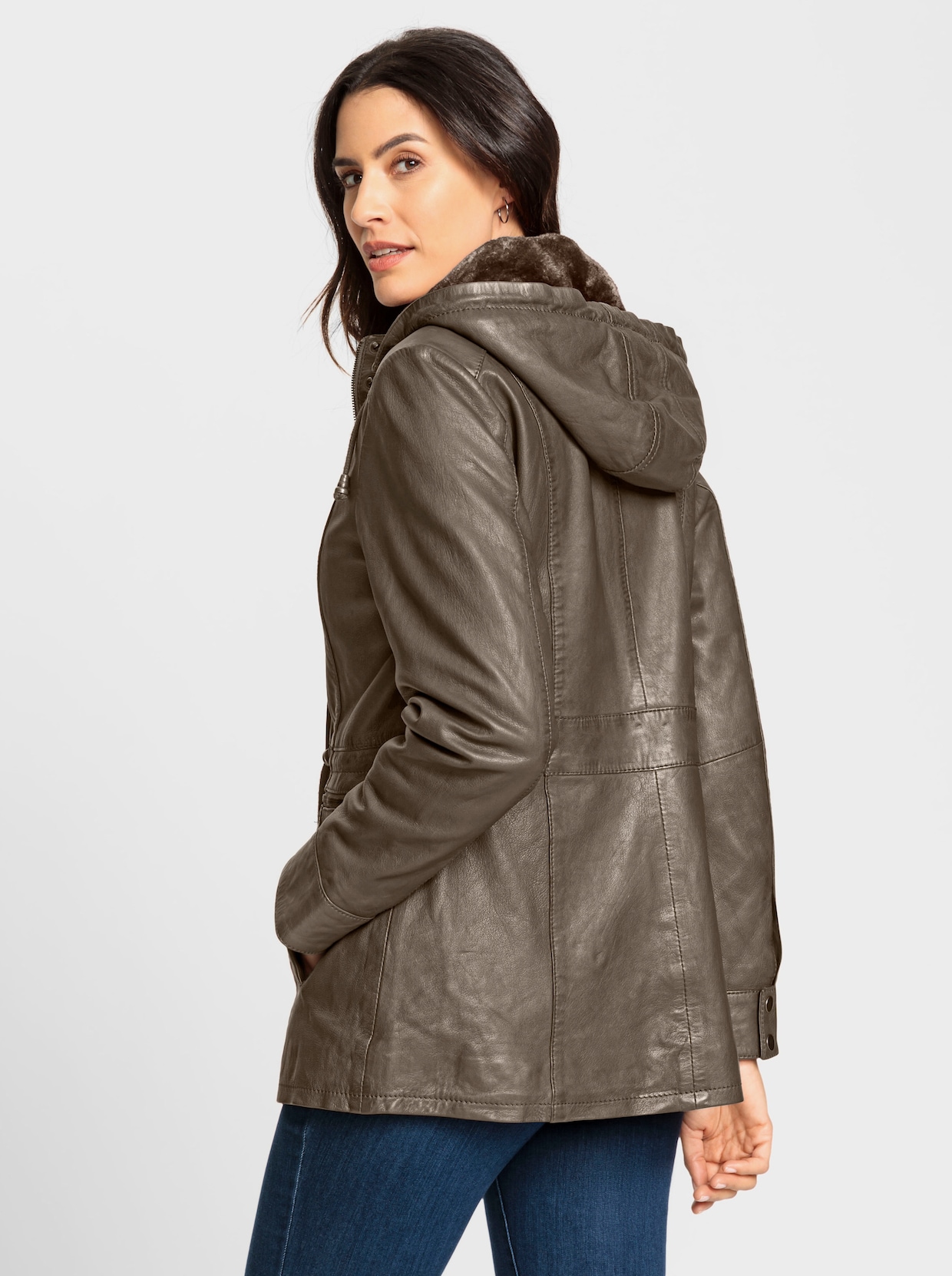 Mainpol Leder-Jacke - taupe