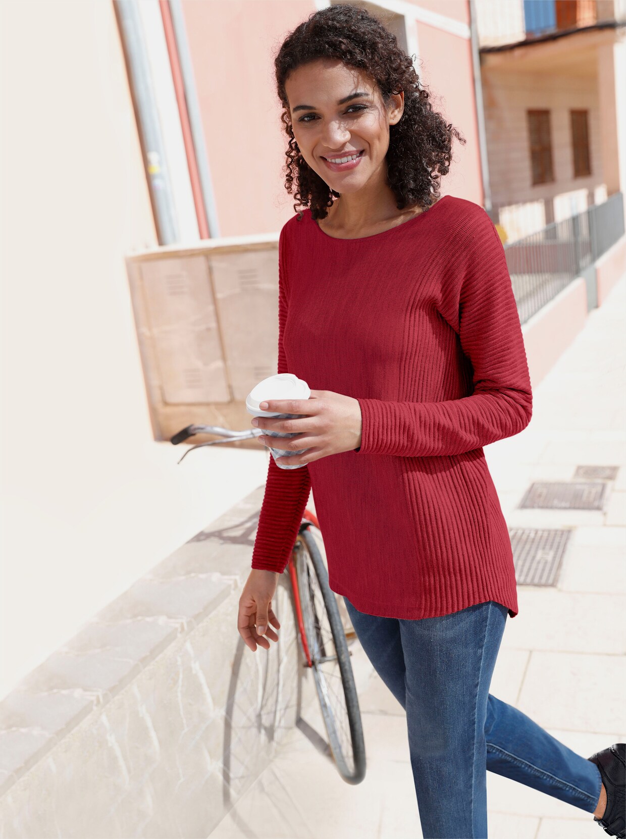 Pull encolure ronde - rouge