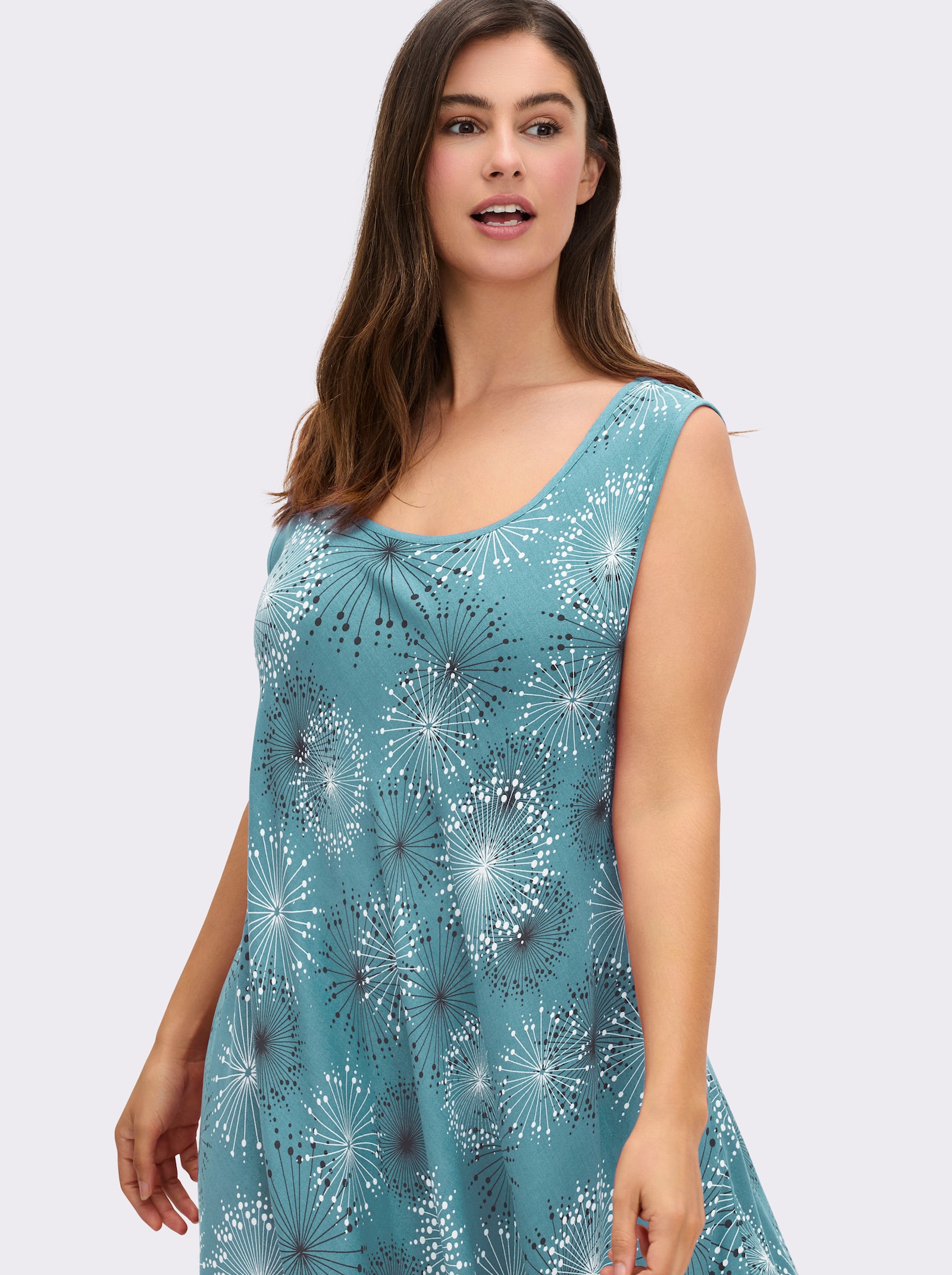 Druckkleid mit Blüten-Muster, figurumspielend - ozean-graphit-bedruckt