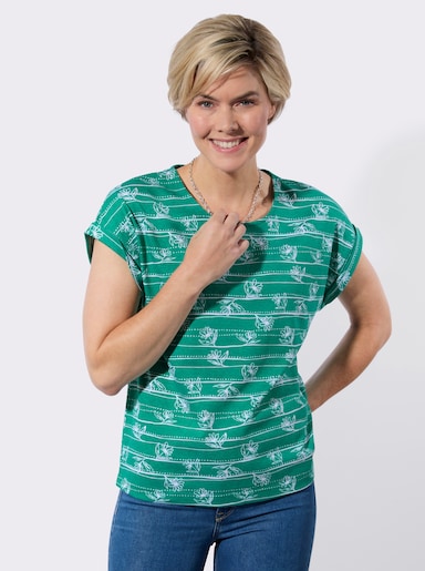Shirt - smaragd-weiß-bedruckt