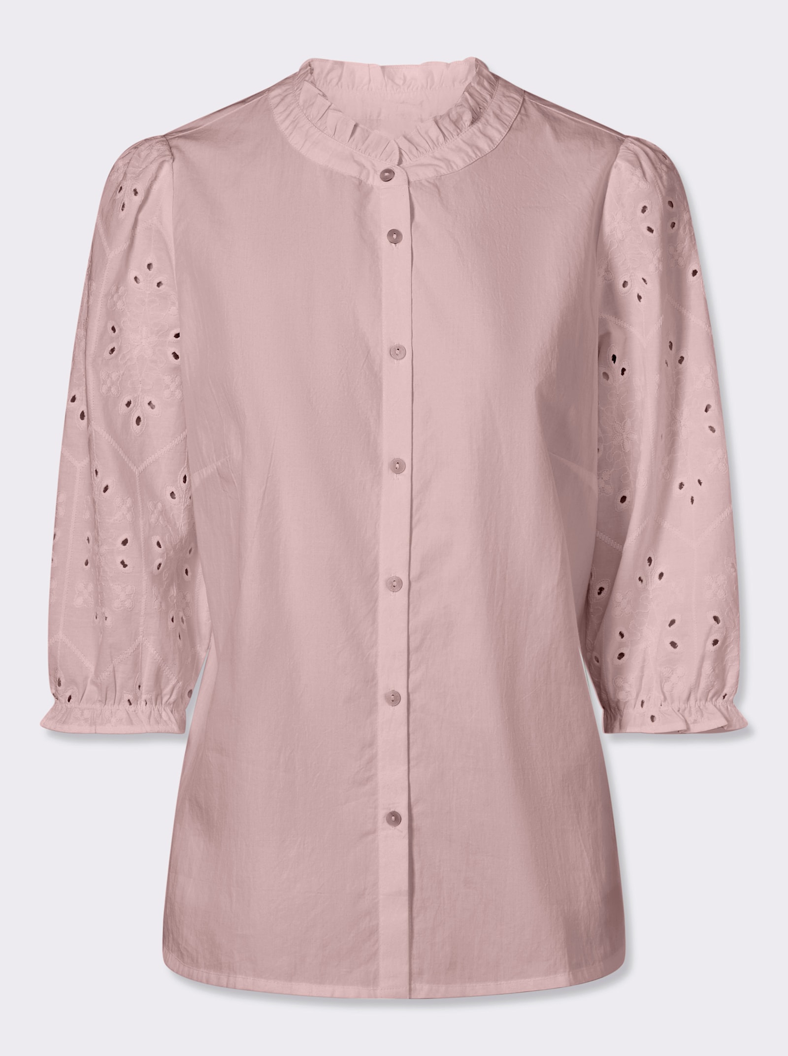 Baumwollbluse mit Lochstickerei - hortensie