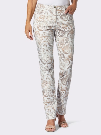 Druckhose - ecru-sesam-bedruckt