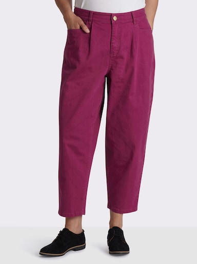 sheego Bundfaltenhose aus Twill, mit Barrel-Leg - malve