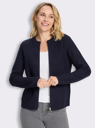 Strickjacke mit Reißverschluss - marine