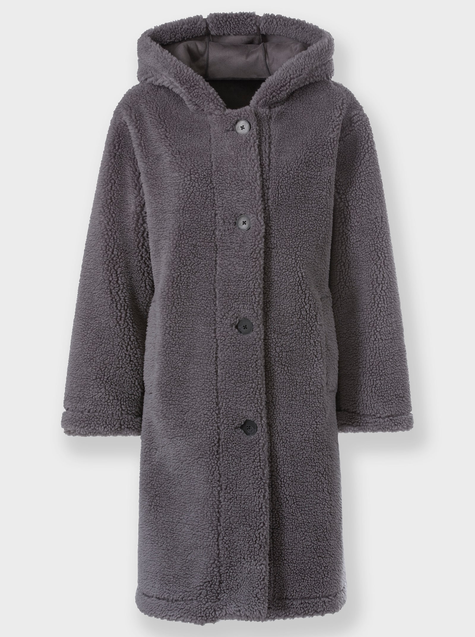 heine Fleecemantel mit Knopfleiste - anthrazit